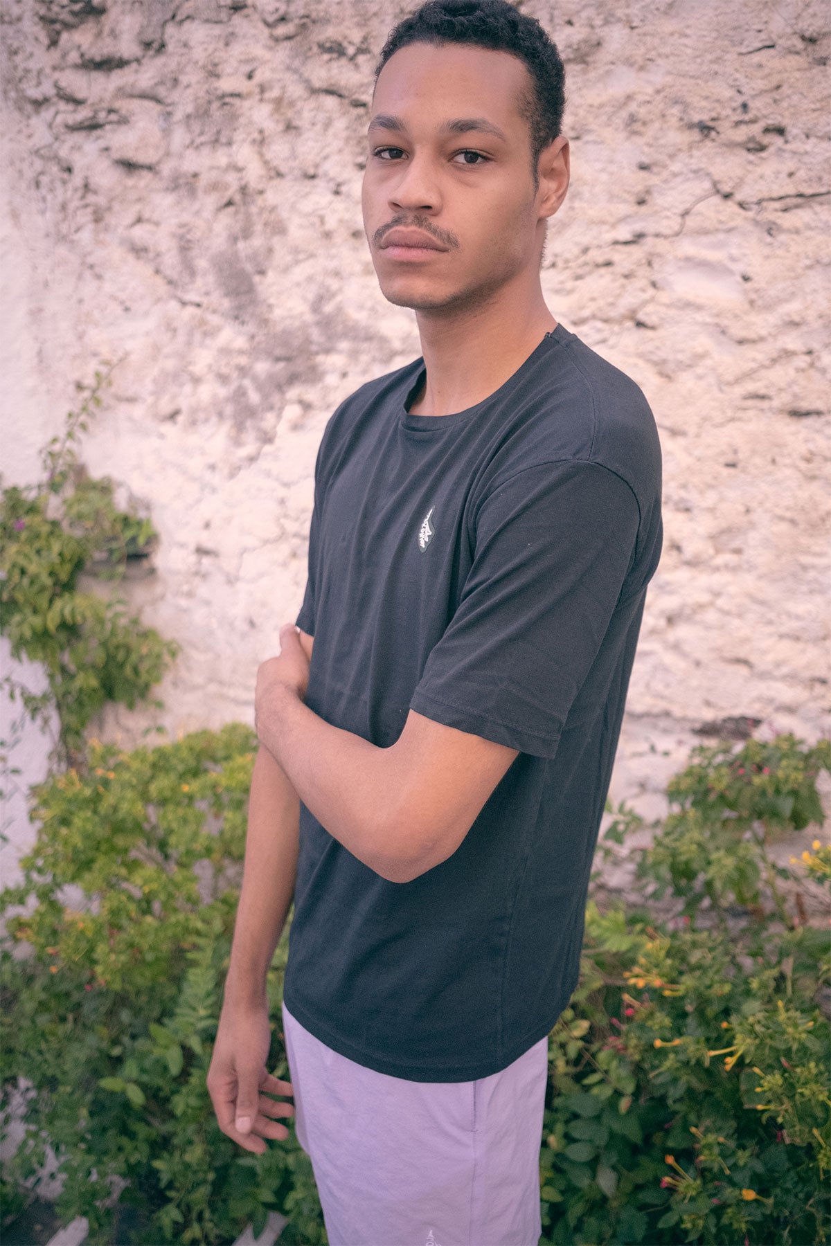 Negro T-Shirt Algodón Polonio