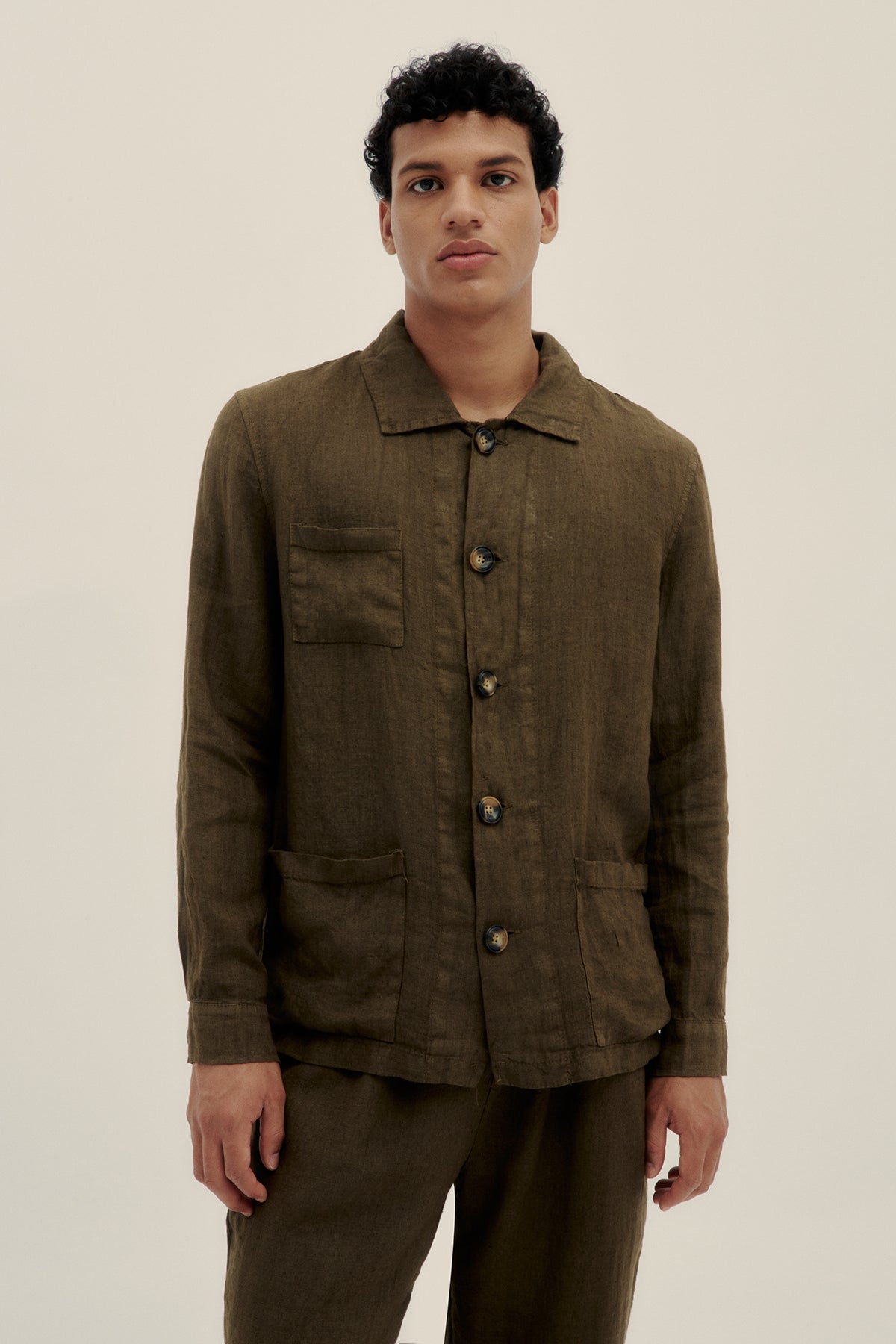 Oil Green Premium Linen Jacket - Polonio