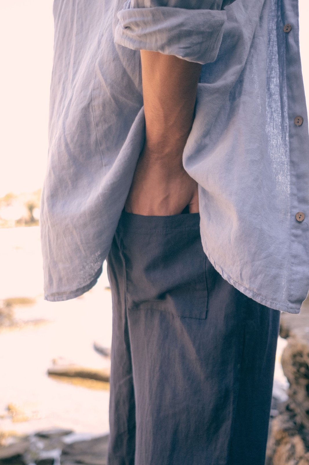 Navy Pantalón de Lino