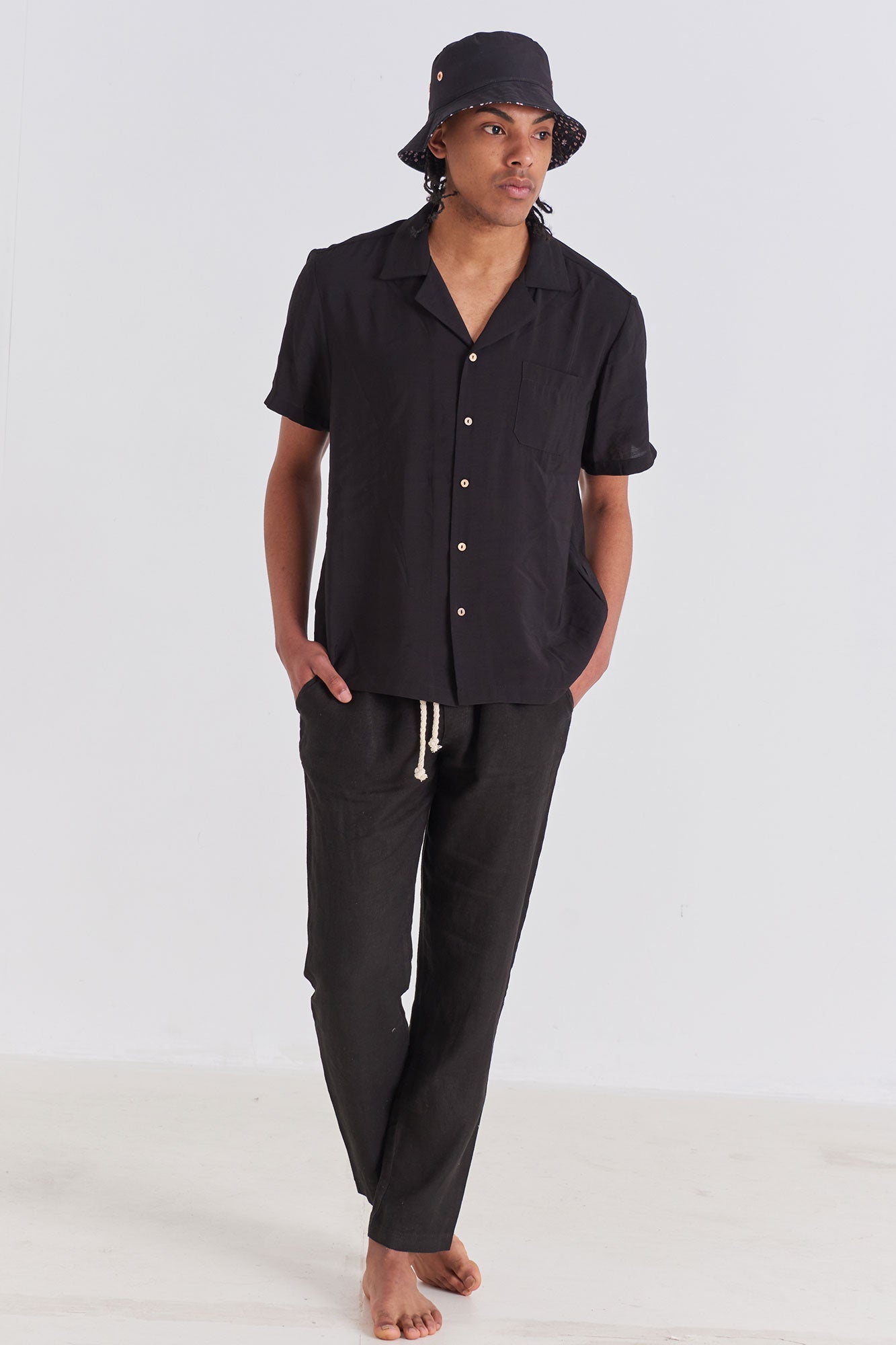 Negro Pantalón de Lino
