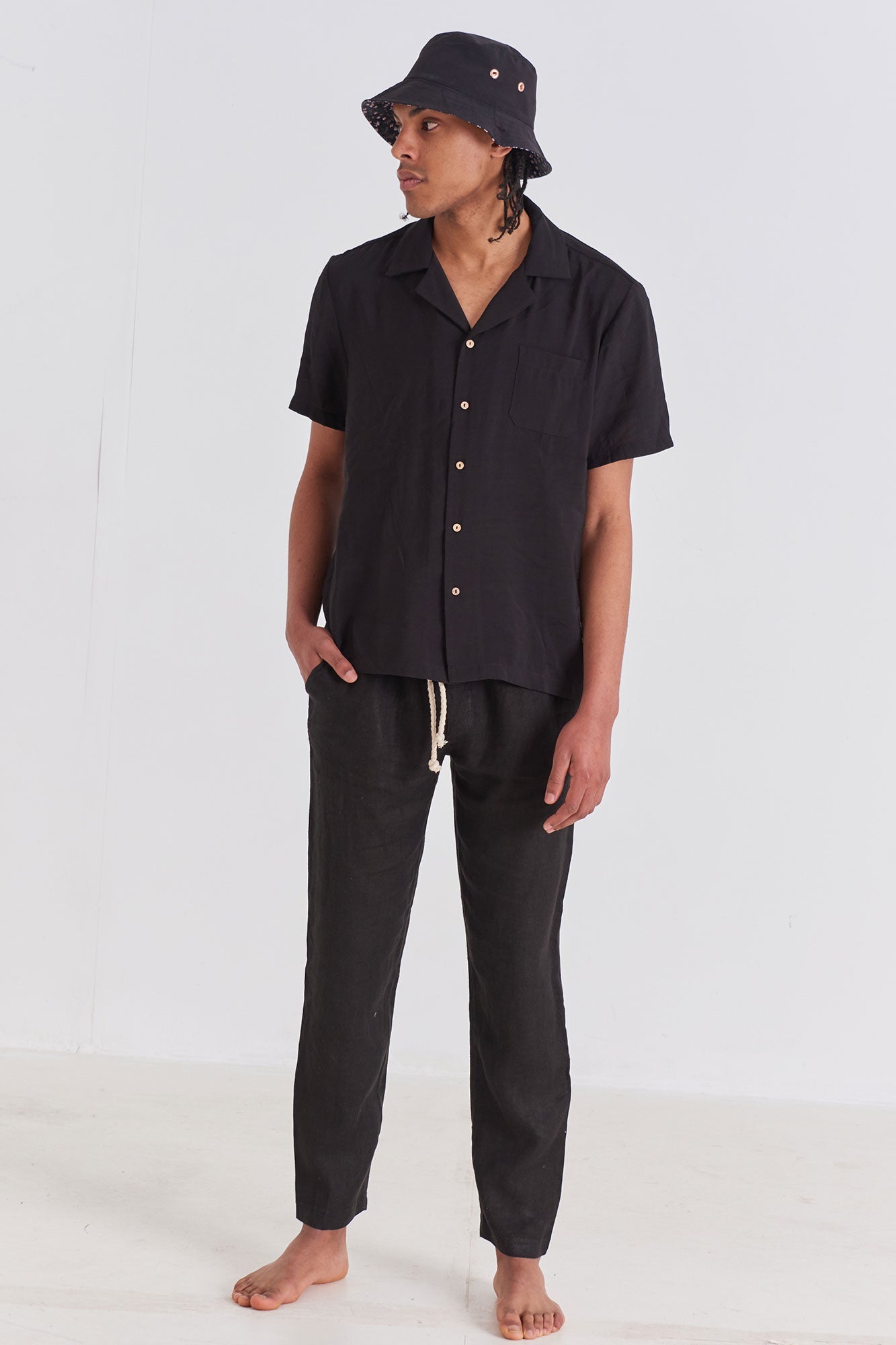 Negro Pantalón de Lino