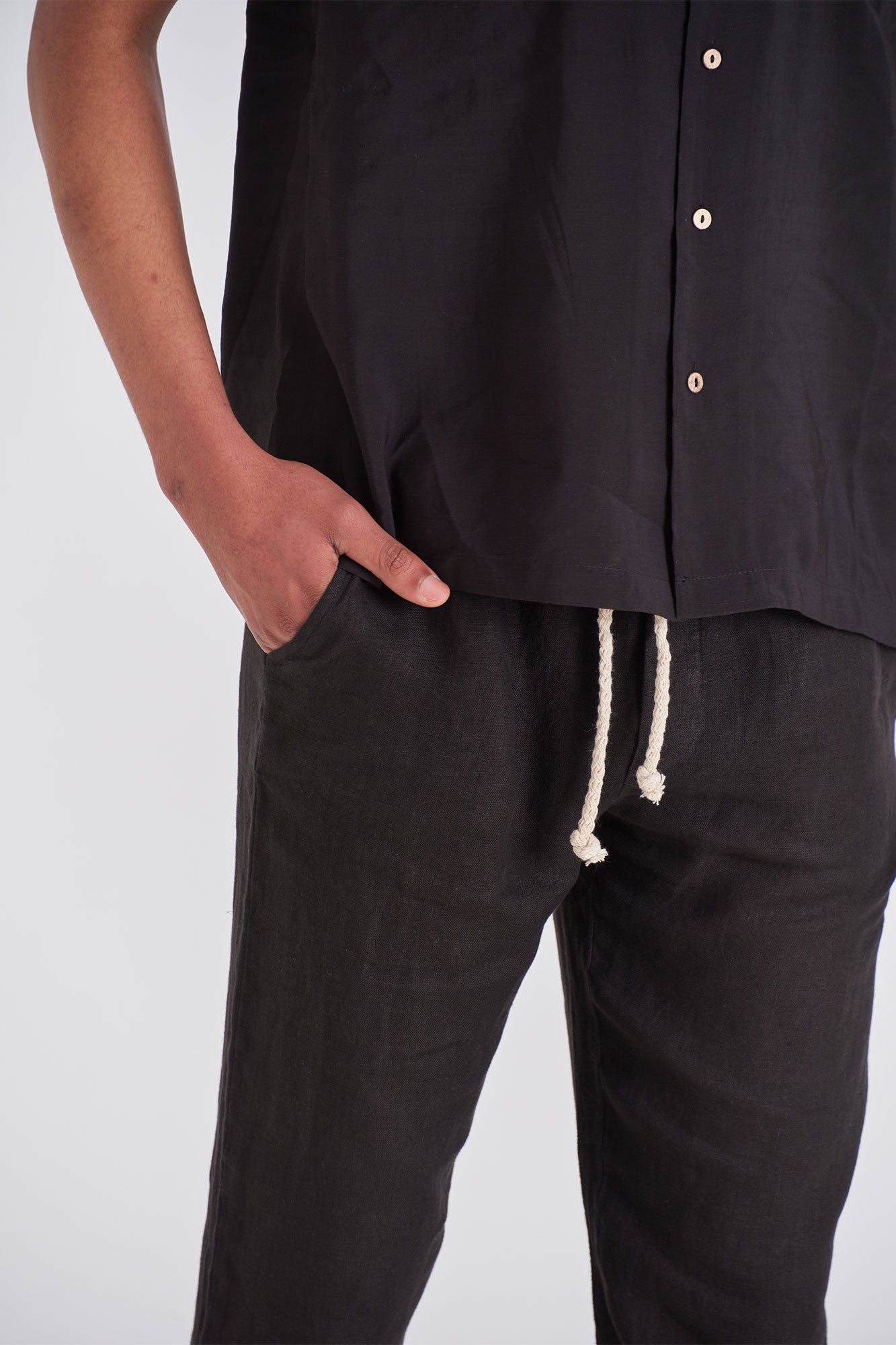 Negro Pantalón de Lino