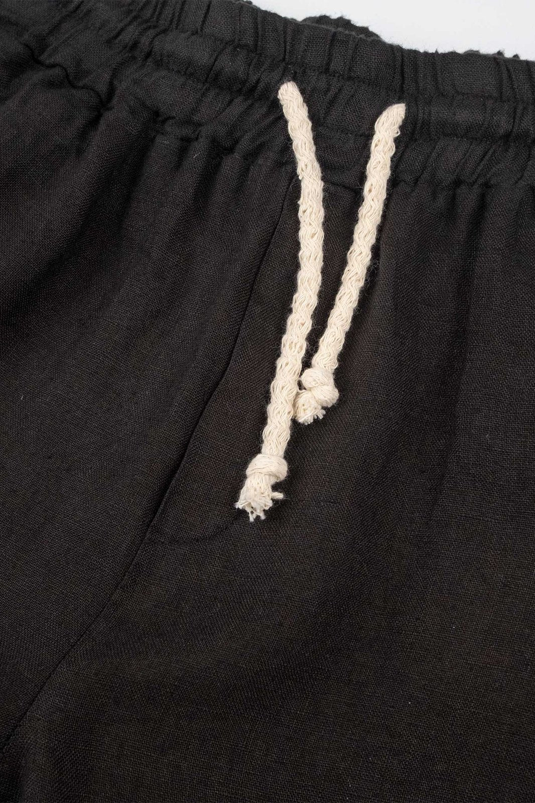 Negro Pantalón de Lino Premium