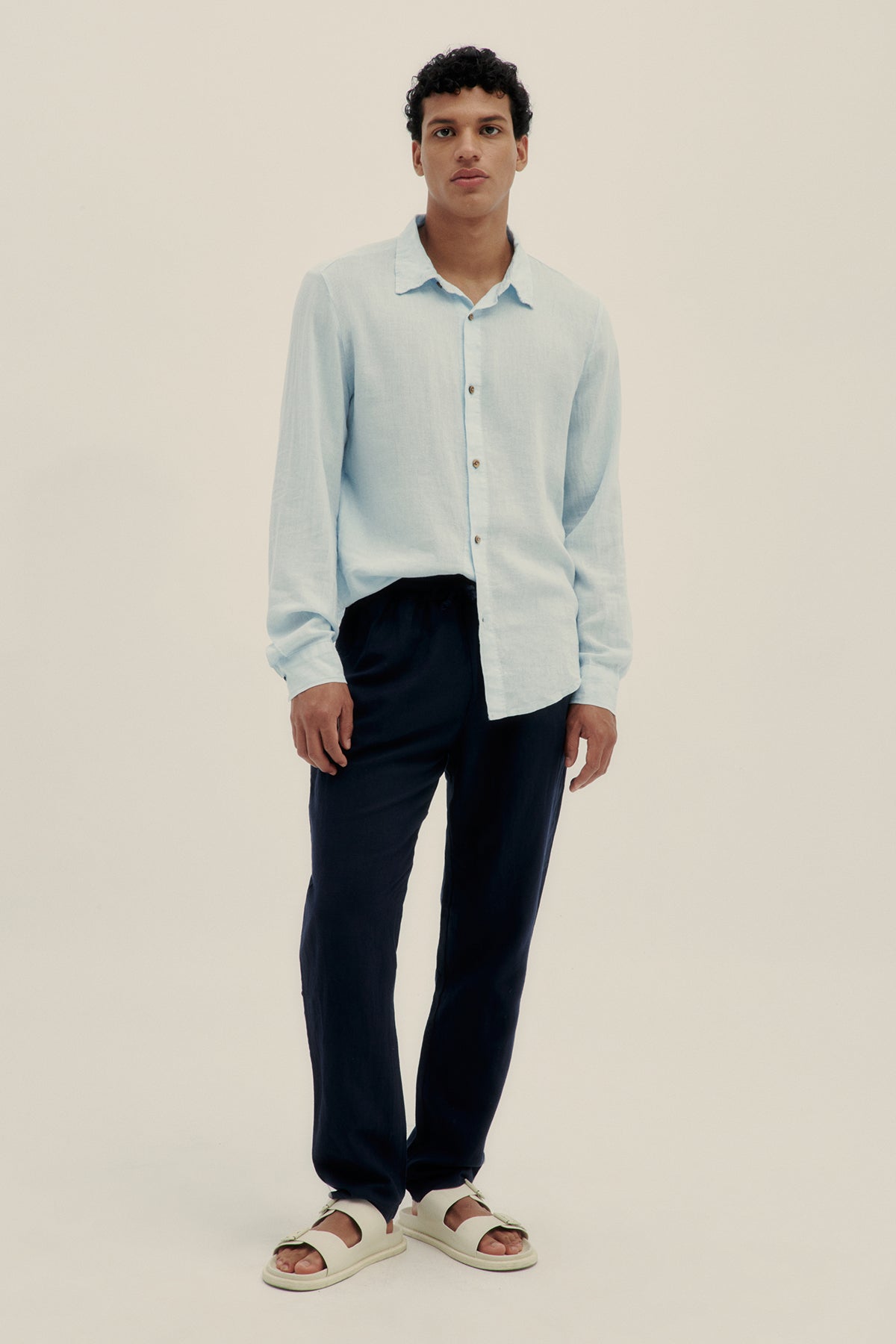 Sky Long Sleeve Linen Shirt - Polonio