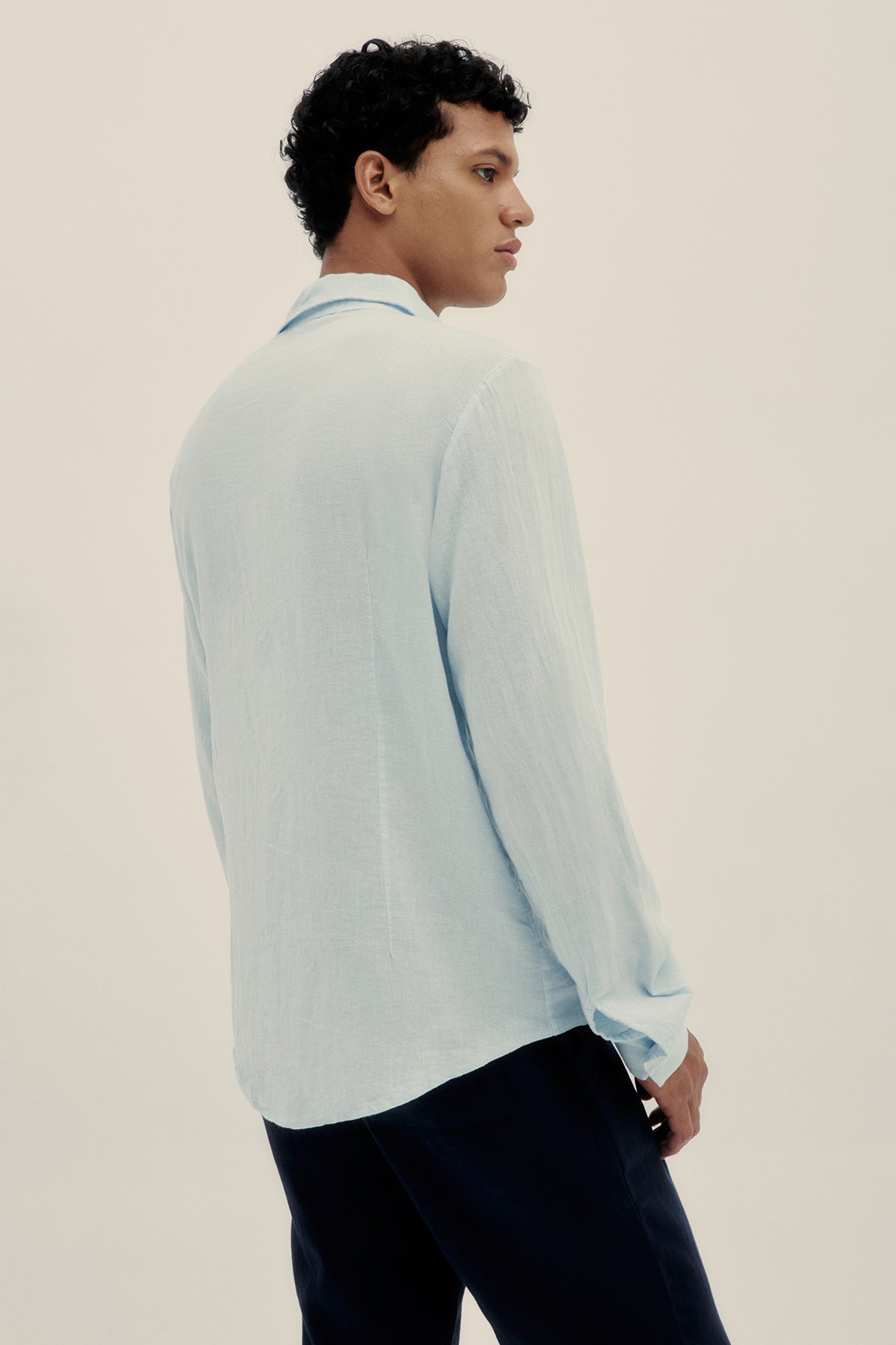 Sky Long Sleeve Linen Shirt - Polonio