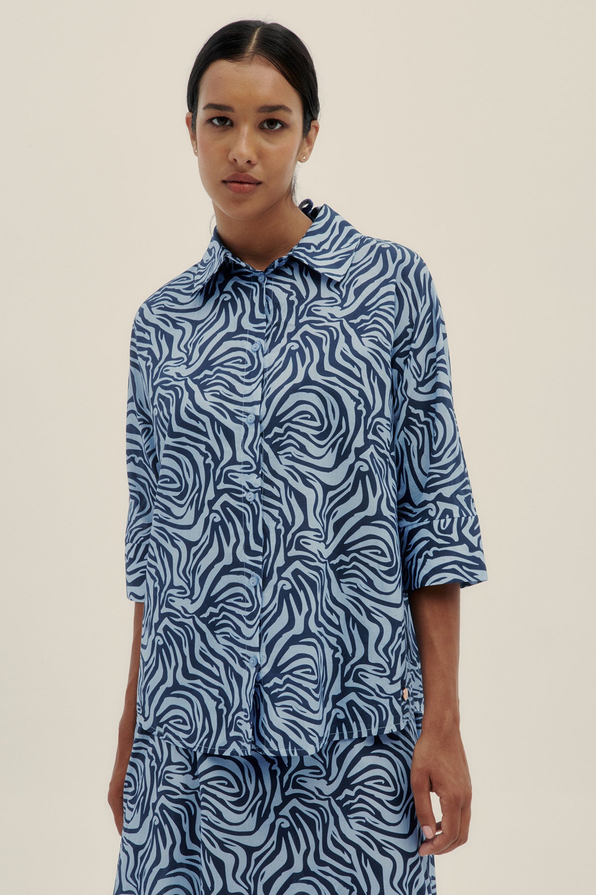 Camisa Sol Zebra Azul - Polonio Uruguay