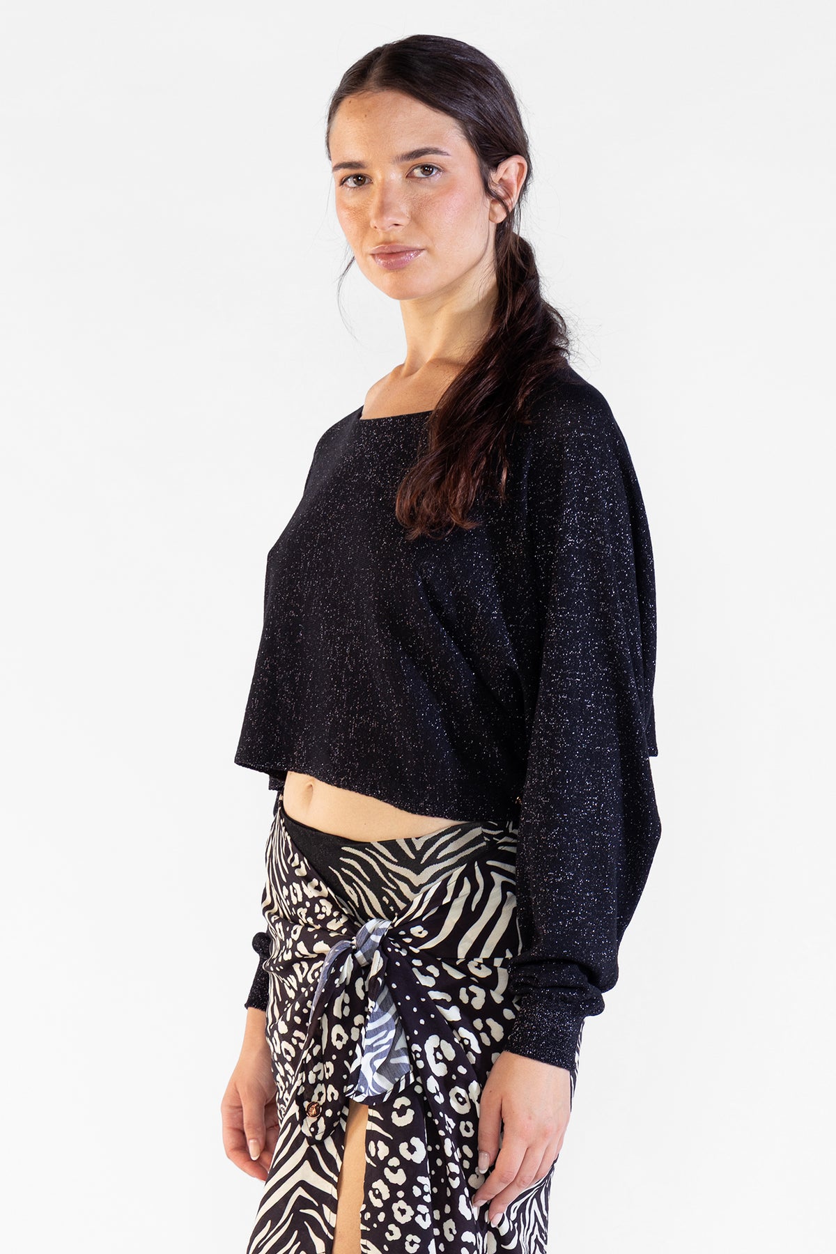 Ame Lurex Sweater Black Sweaters Polonio UY