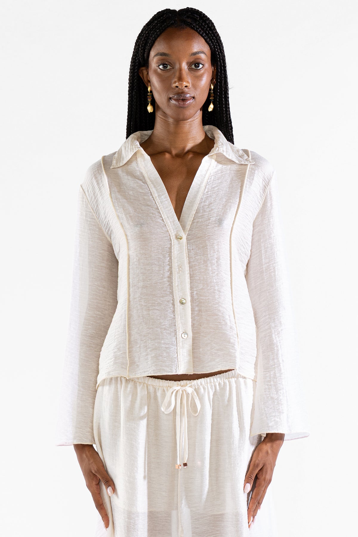 Camisa Angie Crema Tops y Camisas Polonio UY
