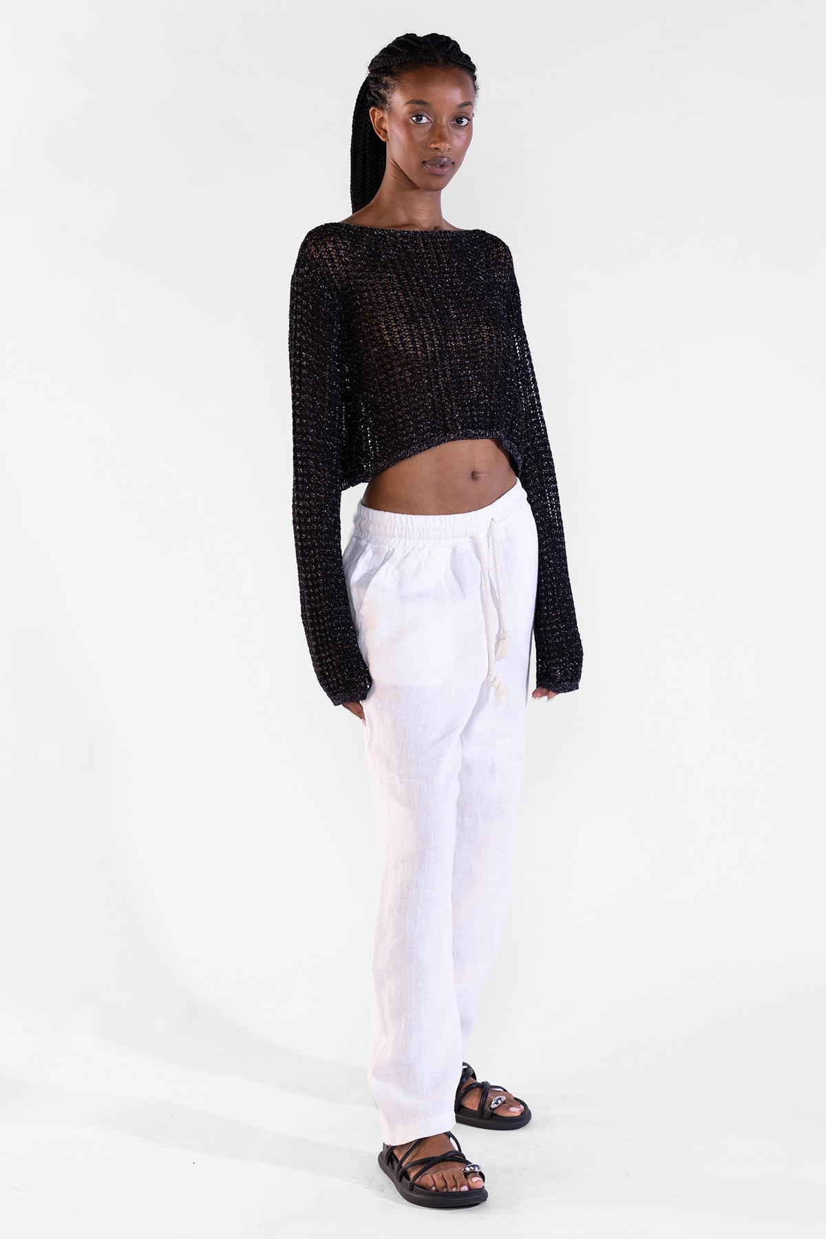 Crop Sweater Black Tops y Camisas Polonio UY