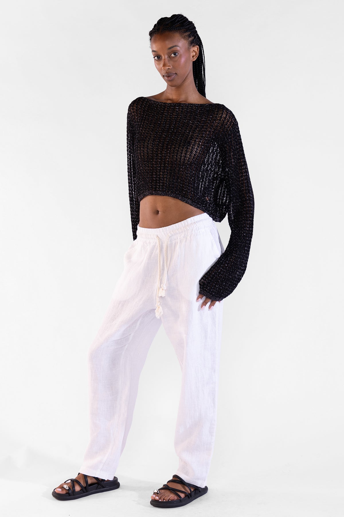 Crop Sweater Black Tops y Camisas Polonio UY