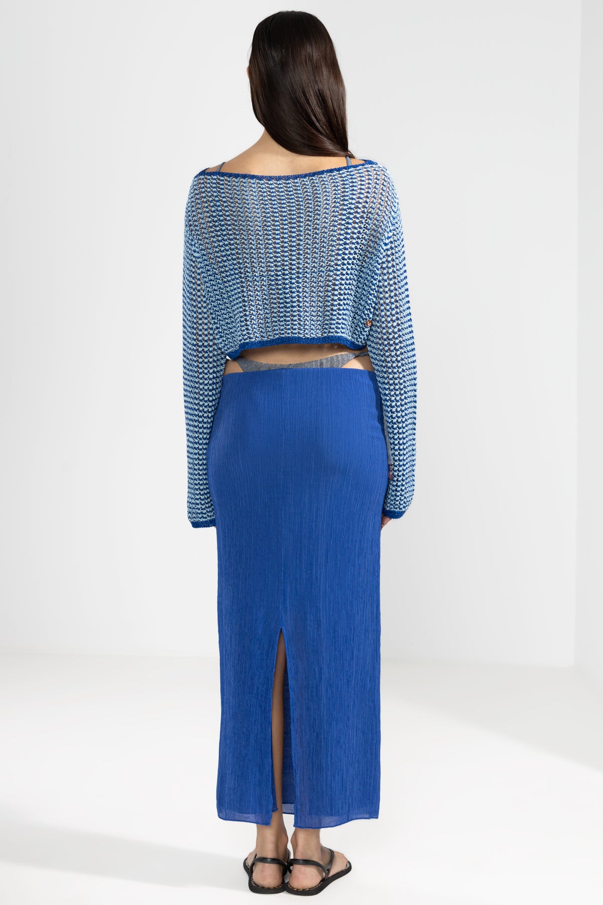 IBIZA BY POLONIO Crop Sweater Azul