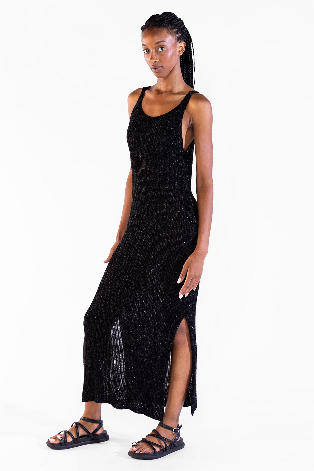 Vestido Eli Tejido Lurex Black Vestidos y Monos Polonio UY