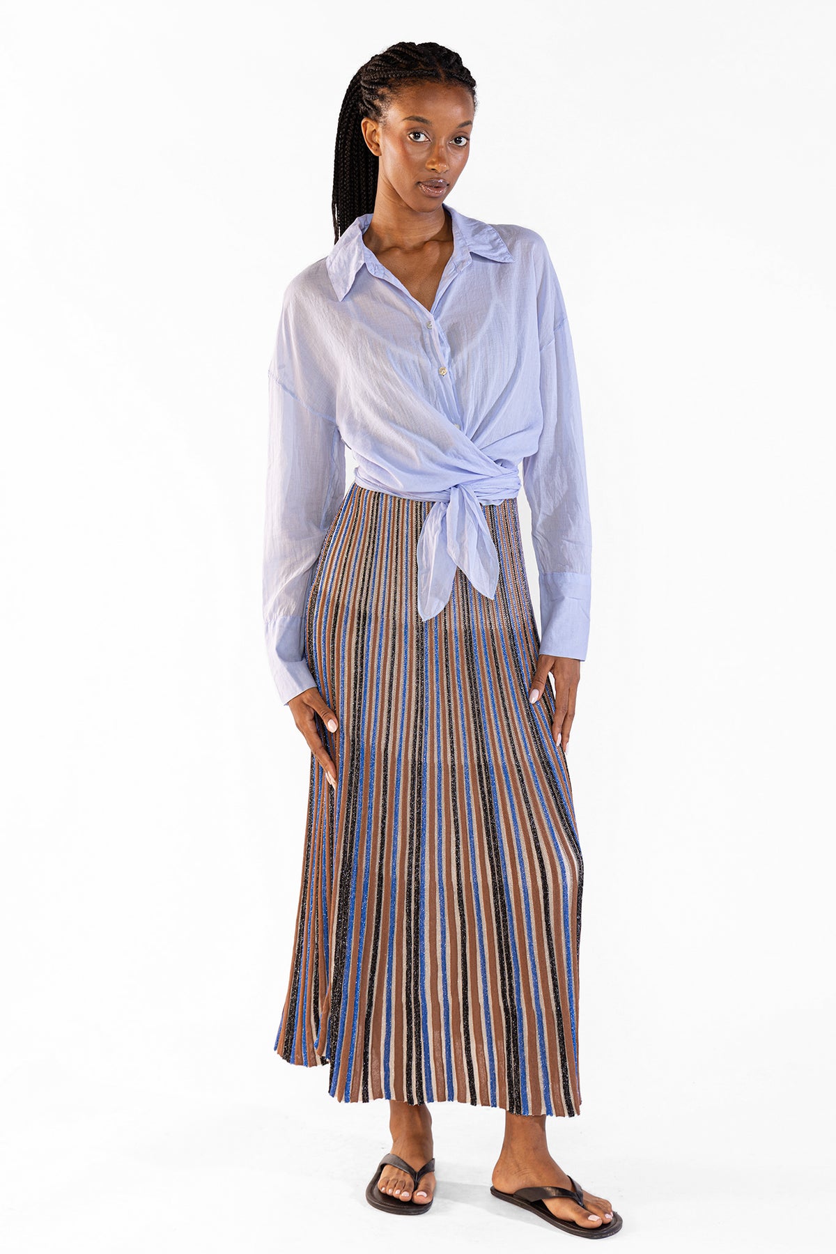 Vestido Striped Long Tejido Blue Vestidos y Monos Polonio UY