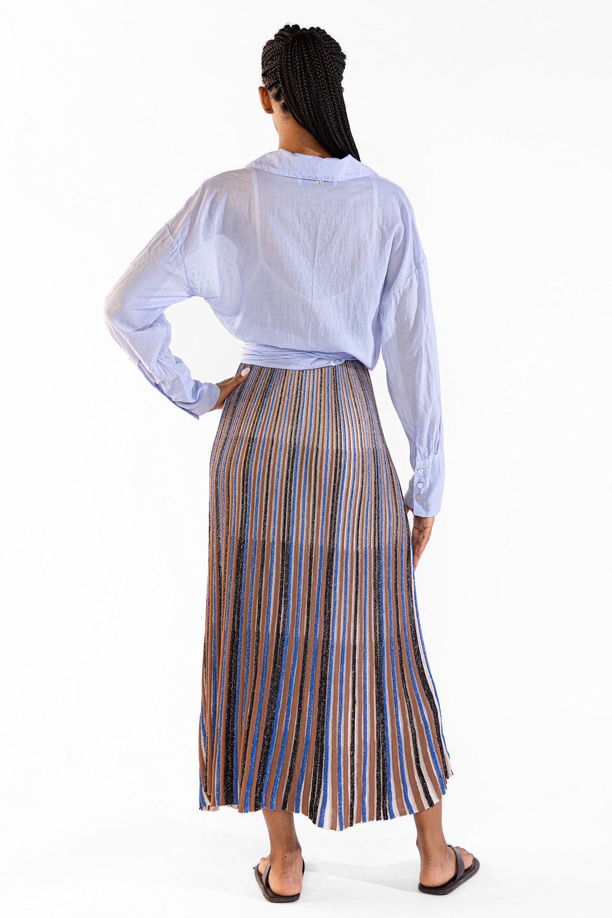 Vestido Striped Long Tejido Blue Vestidos y Monos Polonio UY