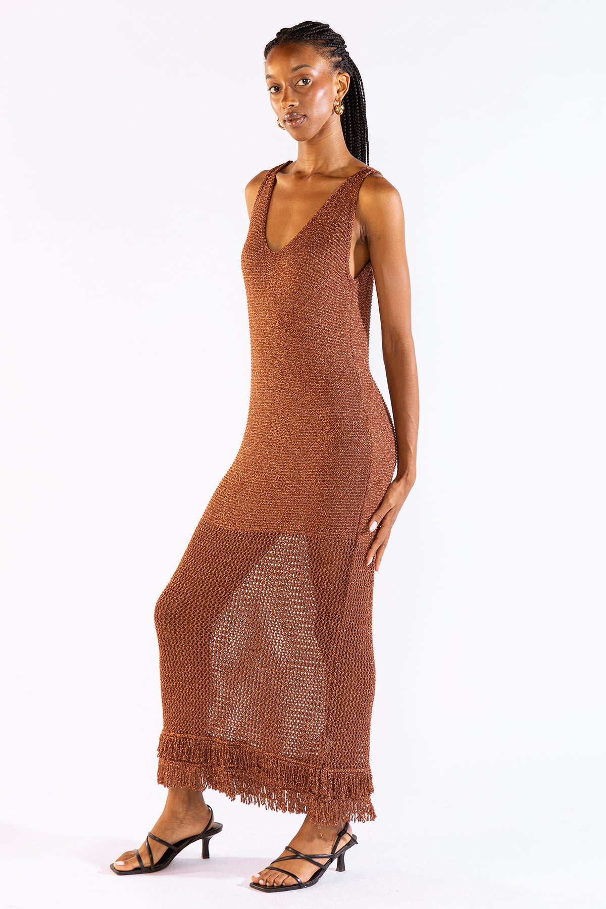 Vestido Fringes Choco Vestidos y Monos Polonio UY
