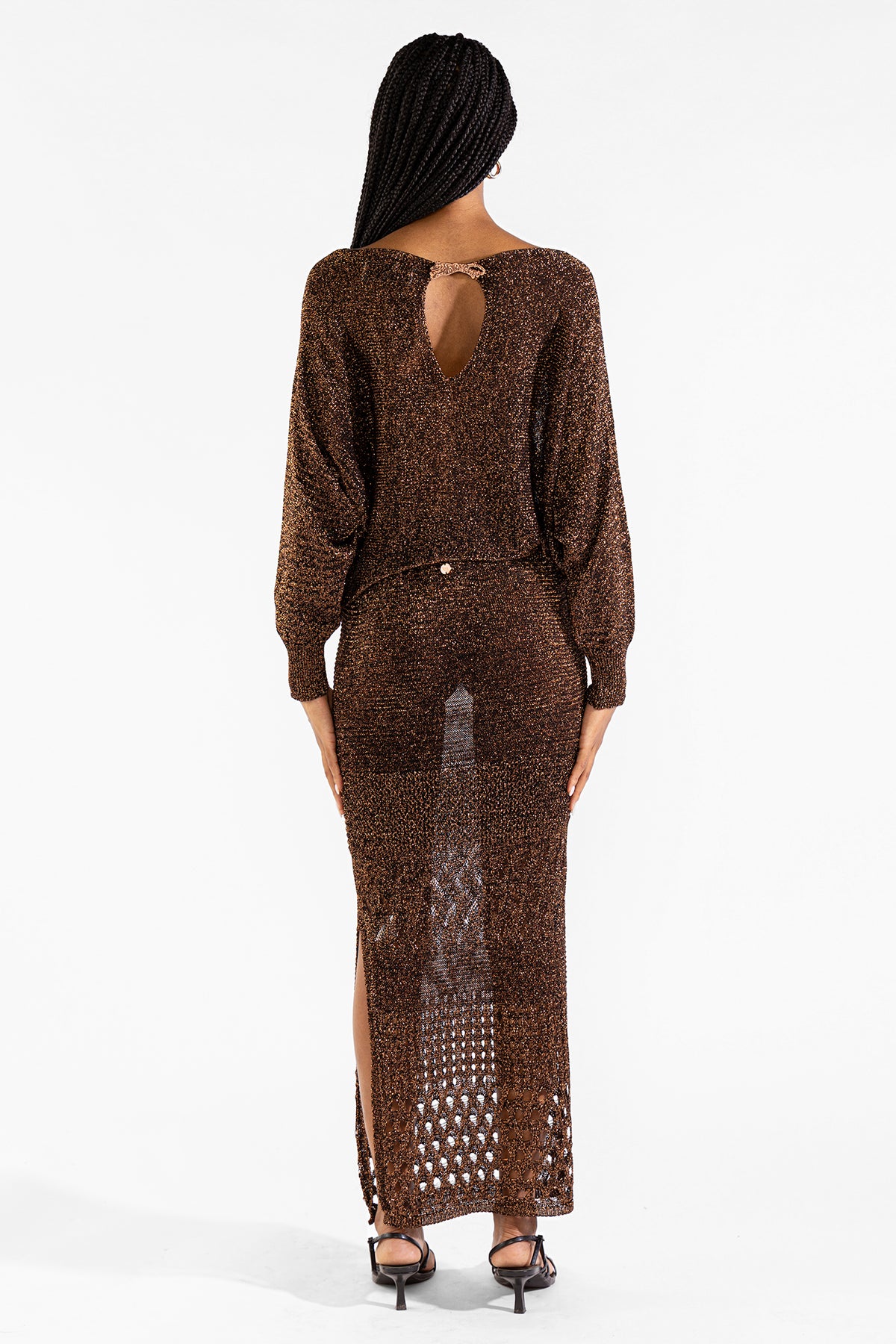 Falda Tejida Lu en Gold Black Falda Polonio UY