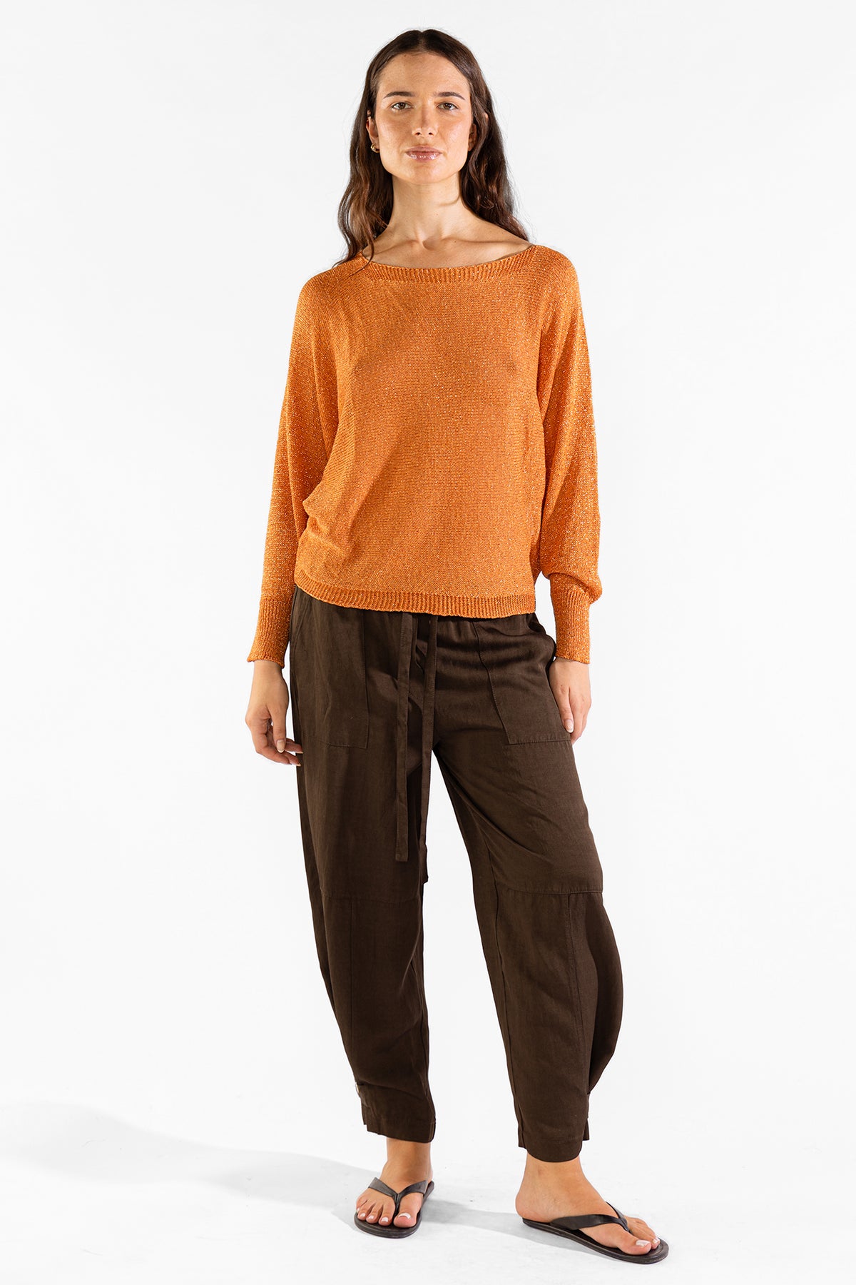 Lu Tiger Sweater Lurex Orange Sweaters Polonio UY