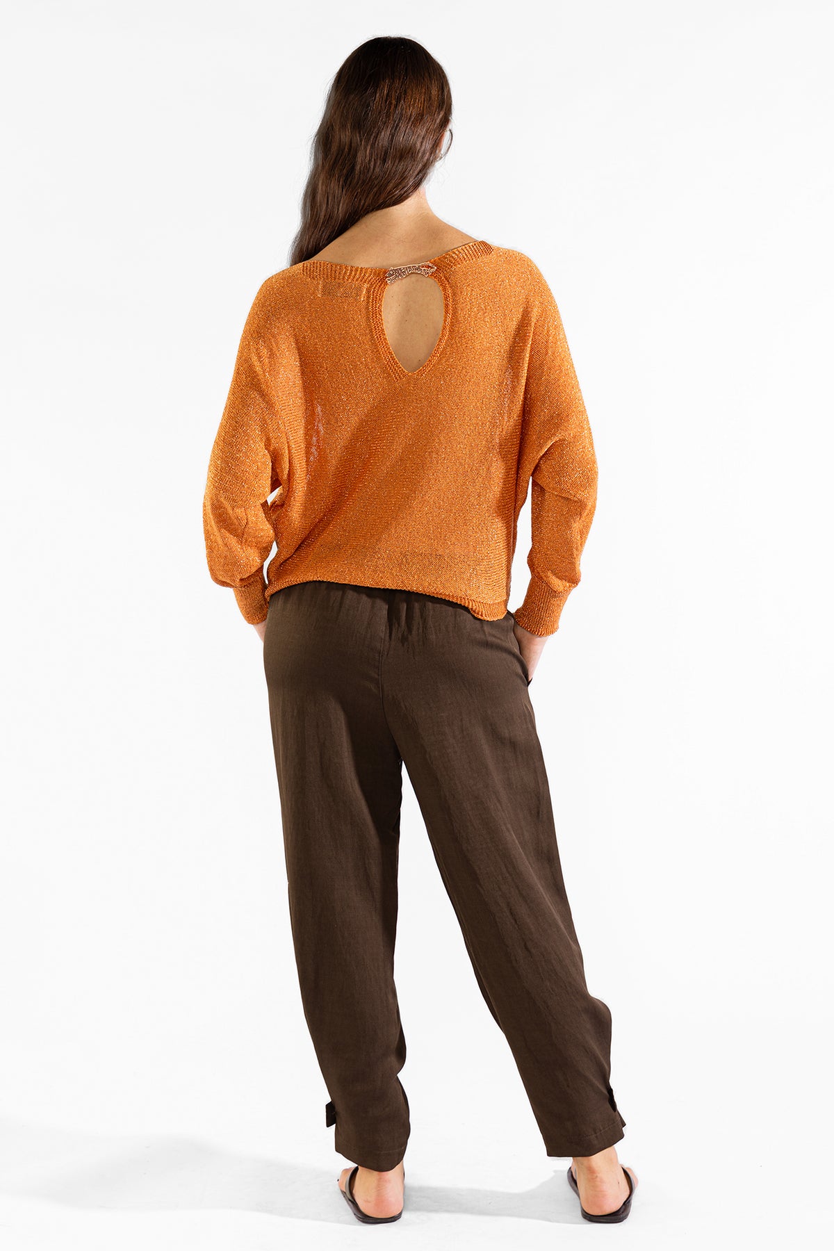Lu Tiger Sweater Lurex Orange Sweaters Polonio UY