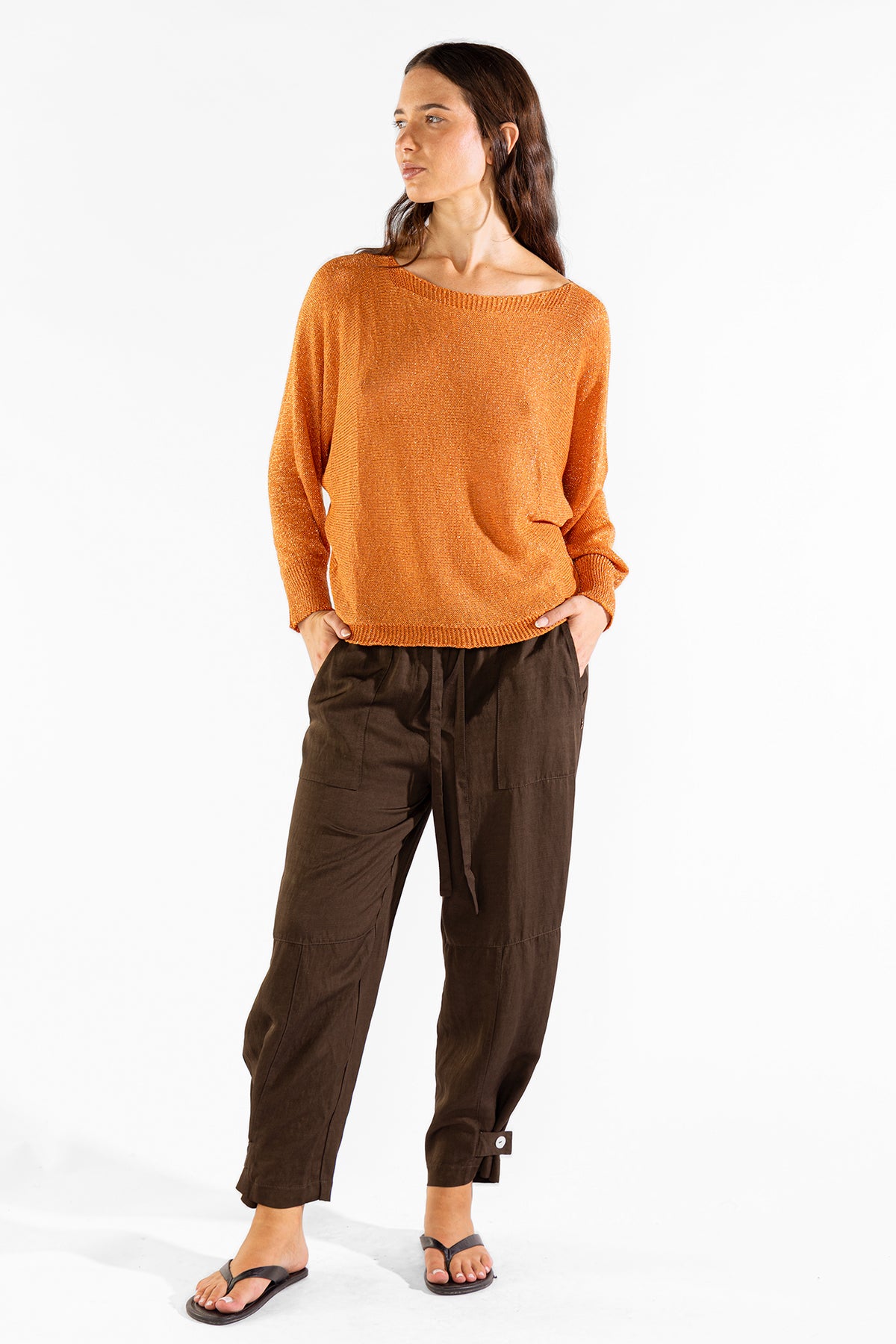 Lu Tiger Sweater Lurex Orange Sweaters Polonio UY