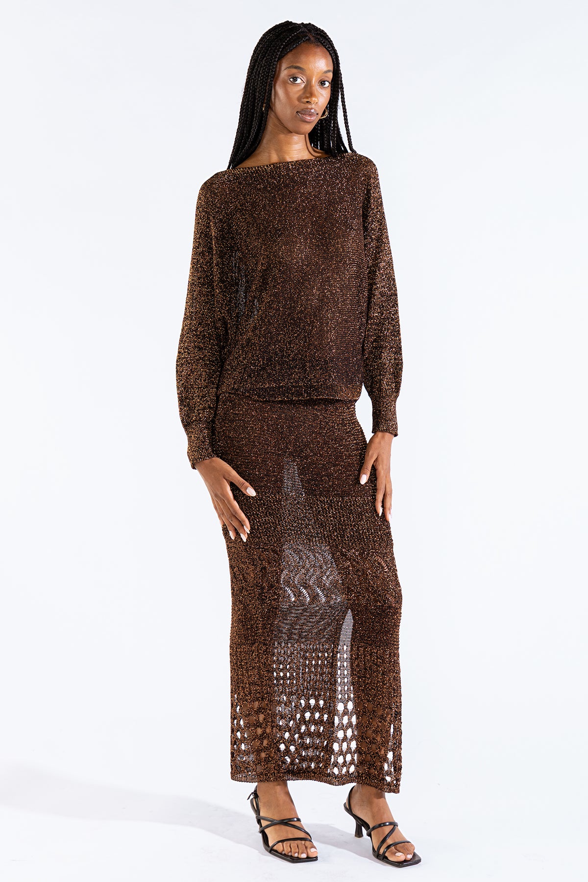 Falda Tejida Lu en Gold Black