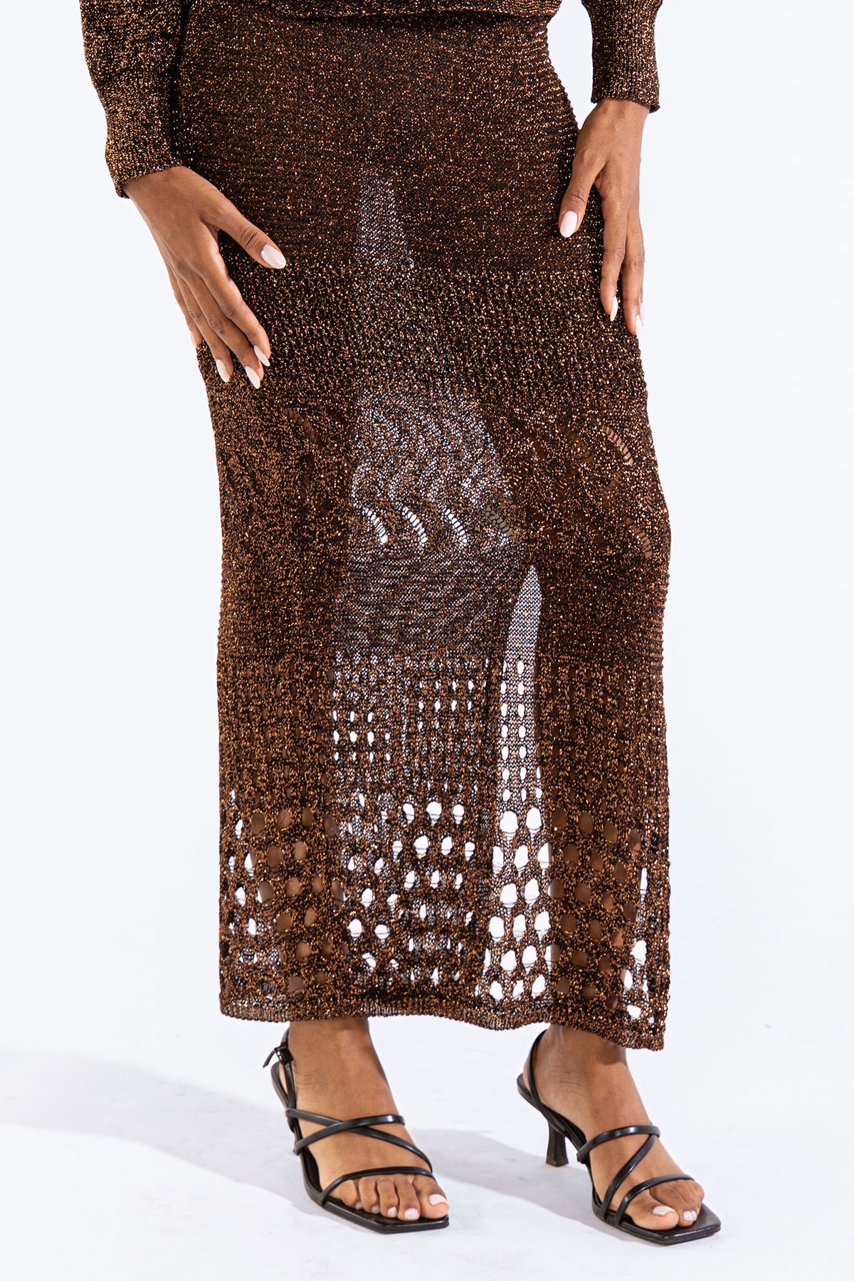 Falda Tejida Lu en Gold Black