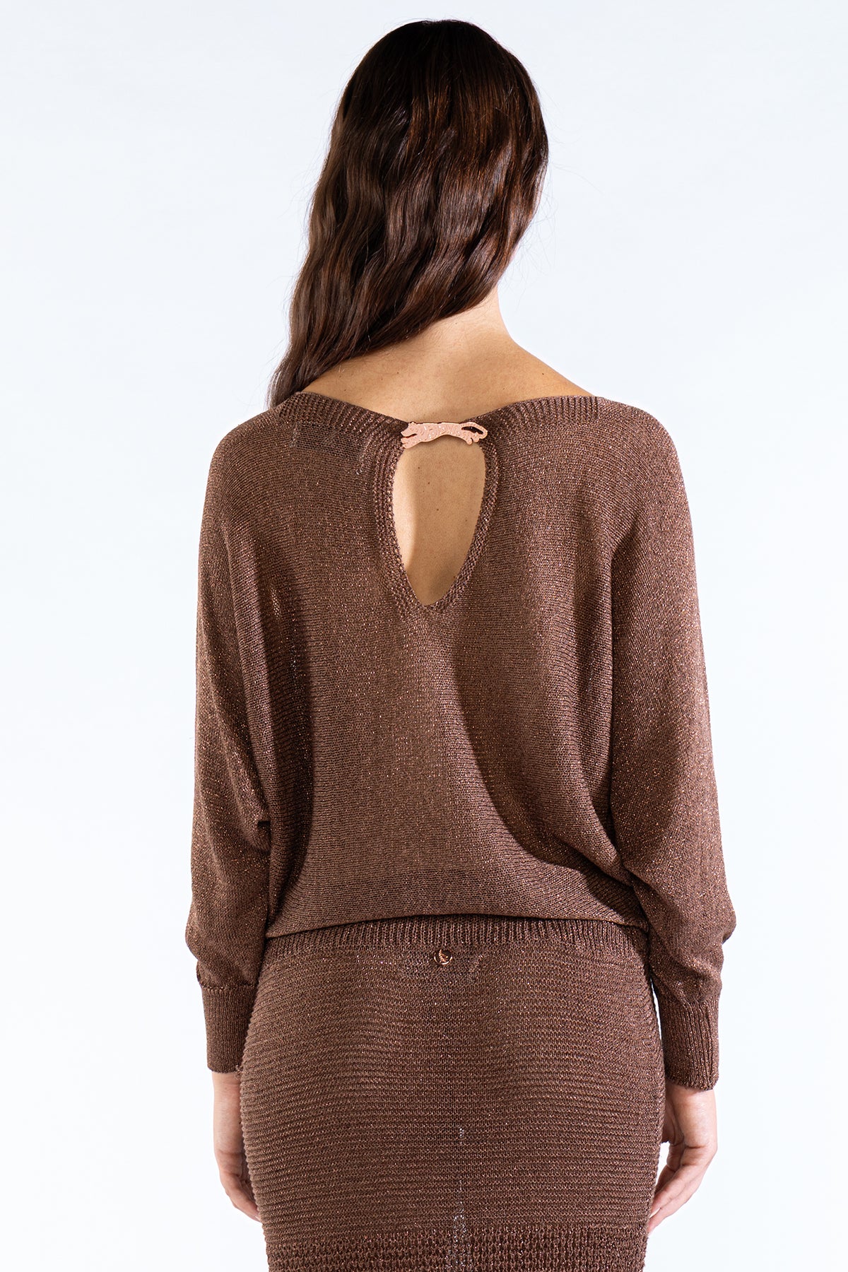 Lu Tiger Sweater Lurex Choco Sweaters Polonio UY