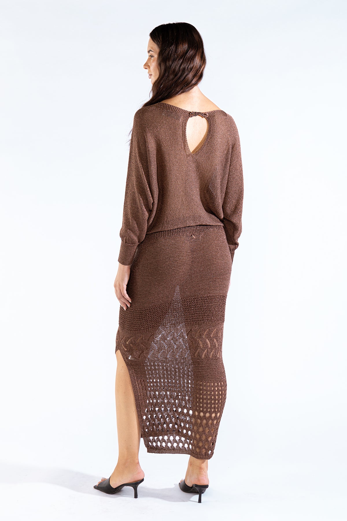 Lu Tiger Sweater Lurex Choco Sweaters Polonio UY