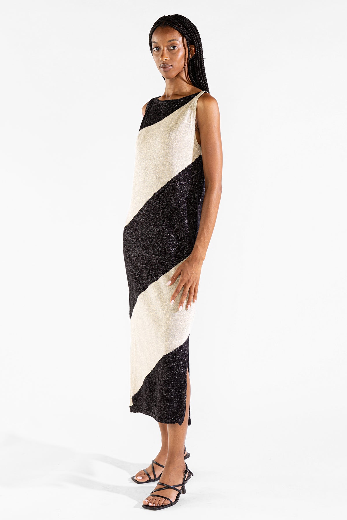 Vestido Mila Tejido Bicolor Orca Polonio UY
