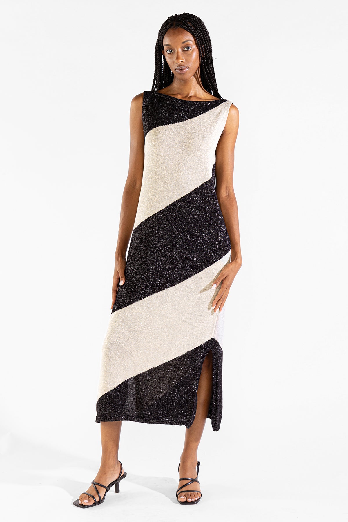 Vestido Mila Tejido Bicolor Orca Polonio UY