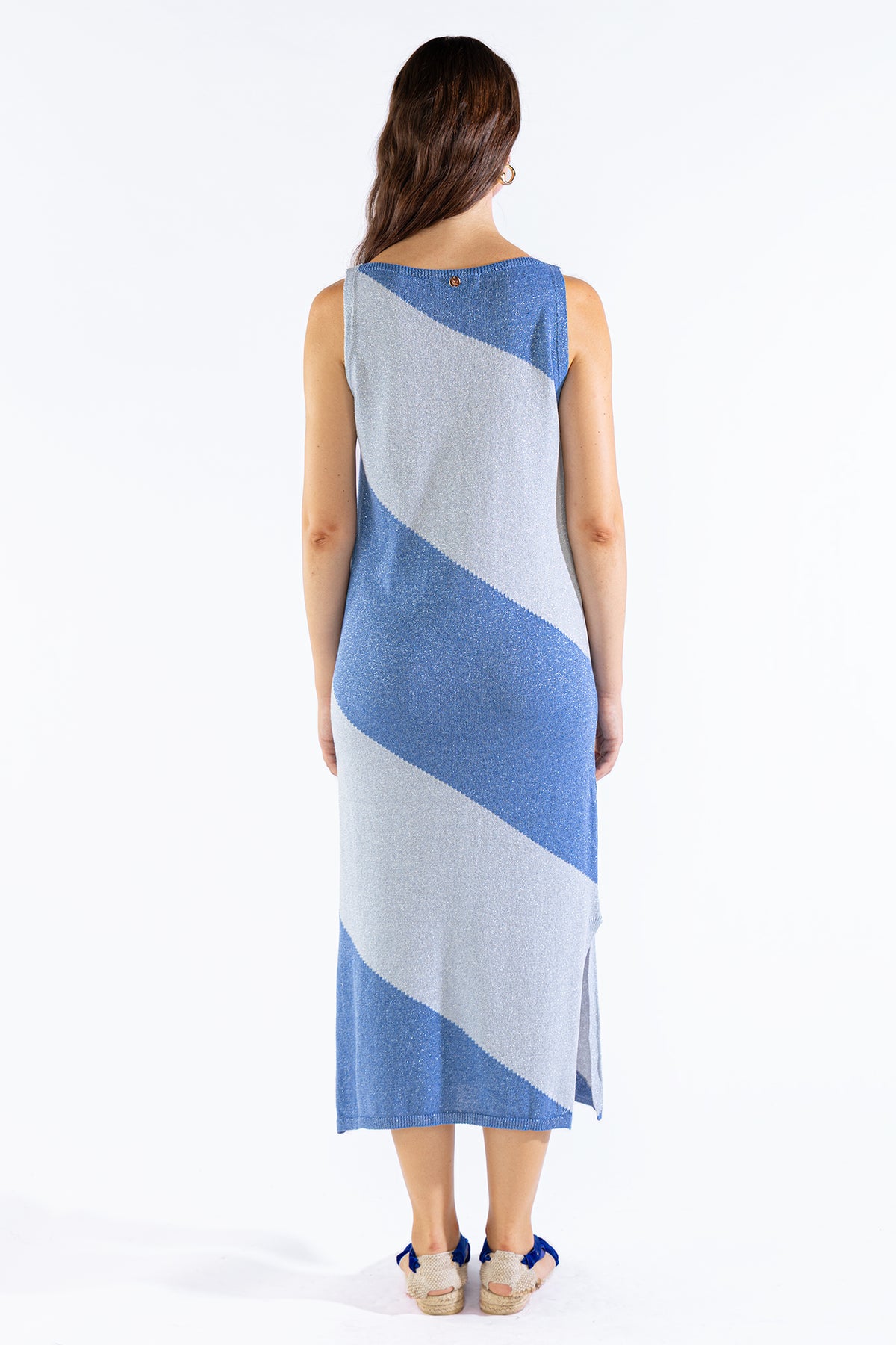Vestido Mila Tejido Bicolor Cielo