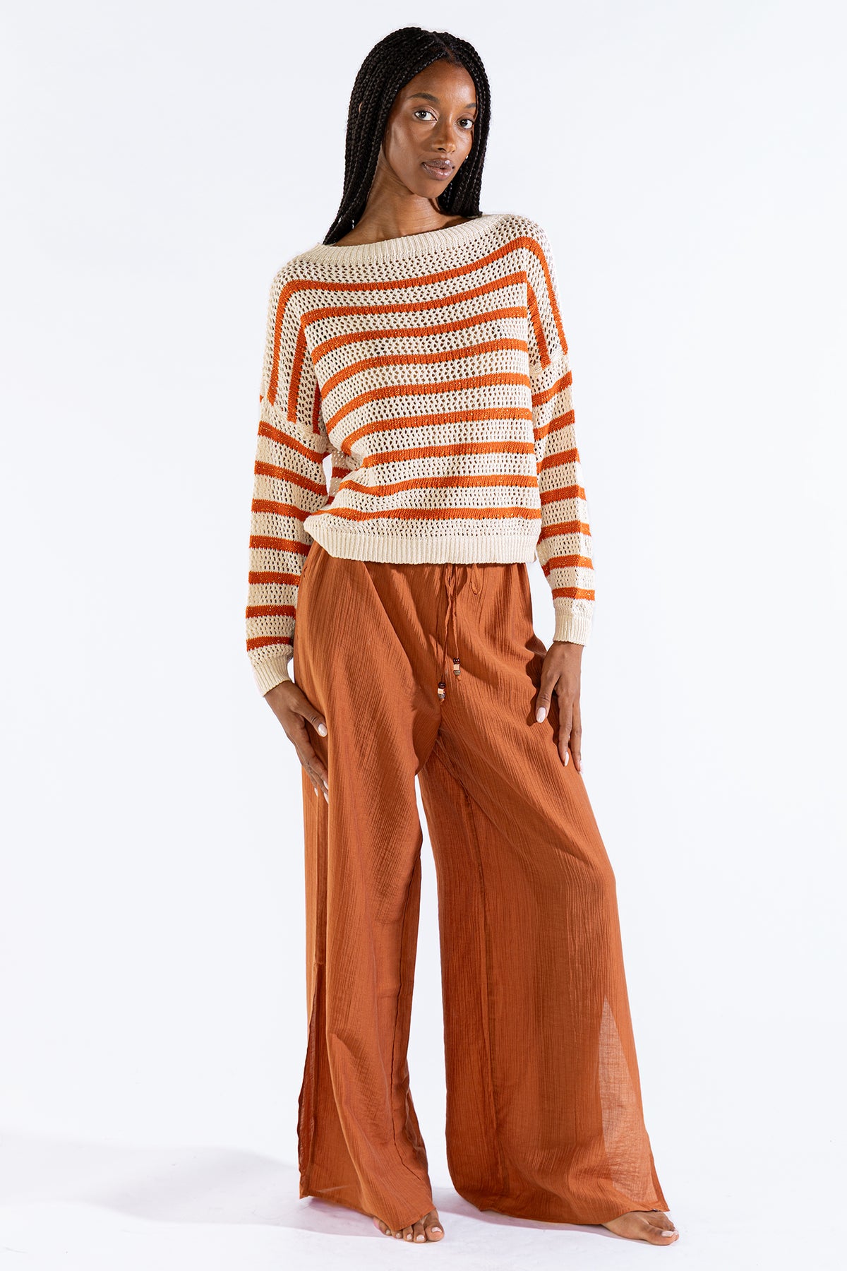 Mila Striped Sweater Terra Sweaters Polonio UY
