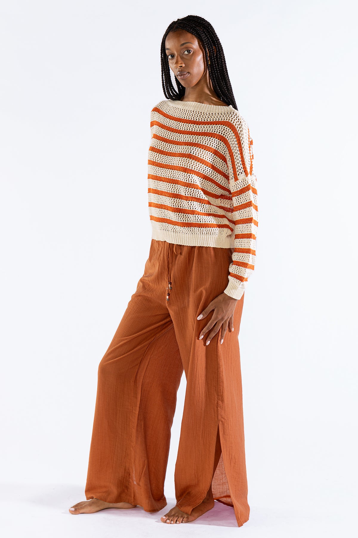 Mila Striped Sweater Terra Sweaters Polonio UY
