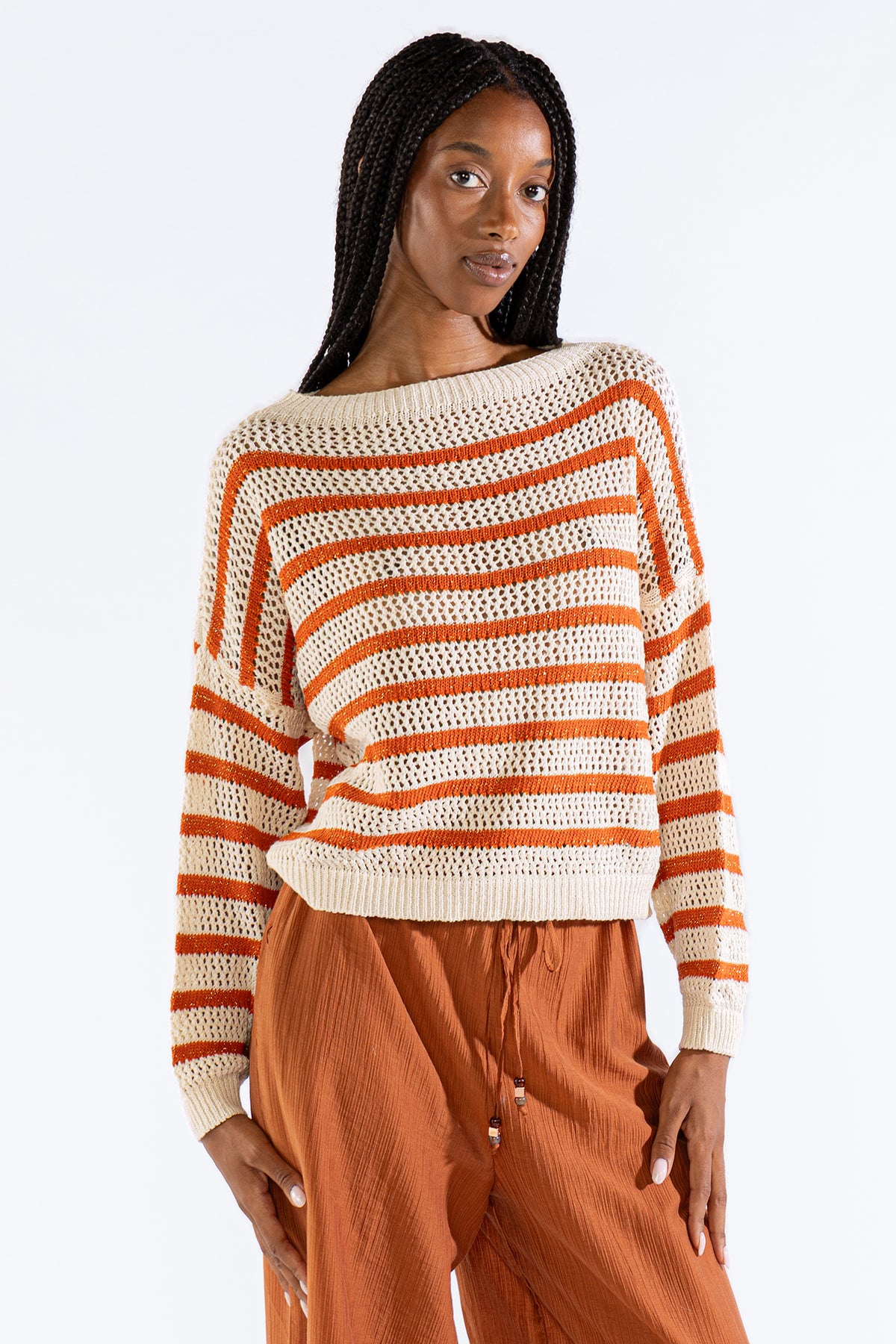 Mila Striped Sweater Terra Sweaters Polonio UY