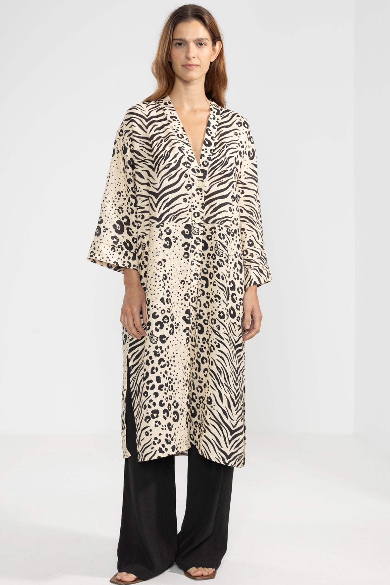 Nicky Long Shirt Feline Crema