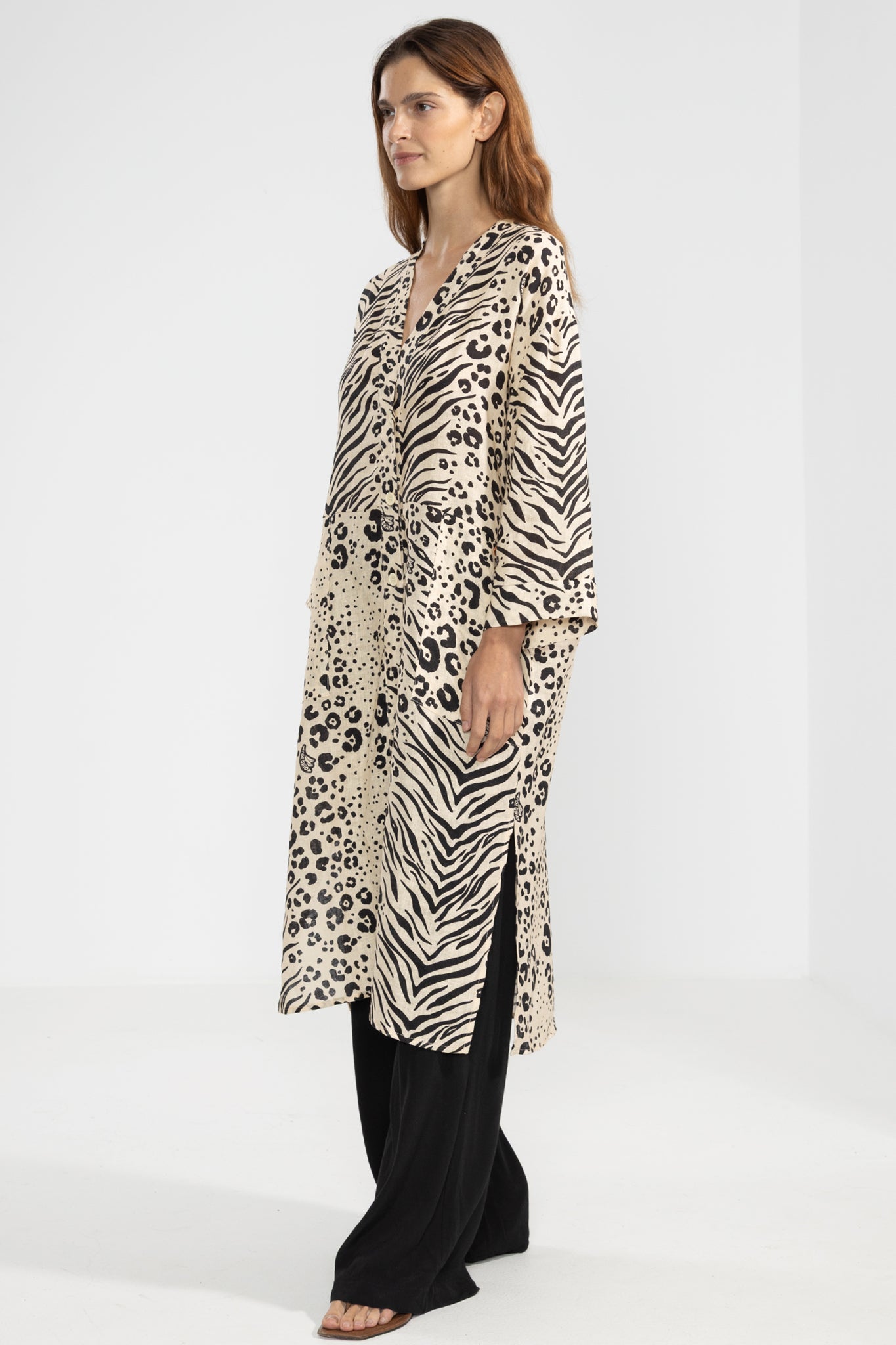 Nicky Long Shirt Feline Crema
