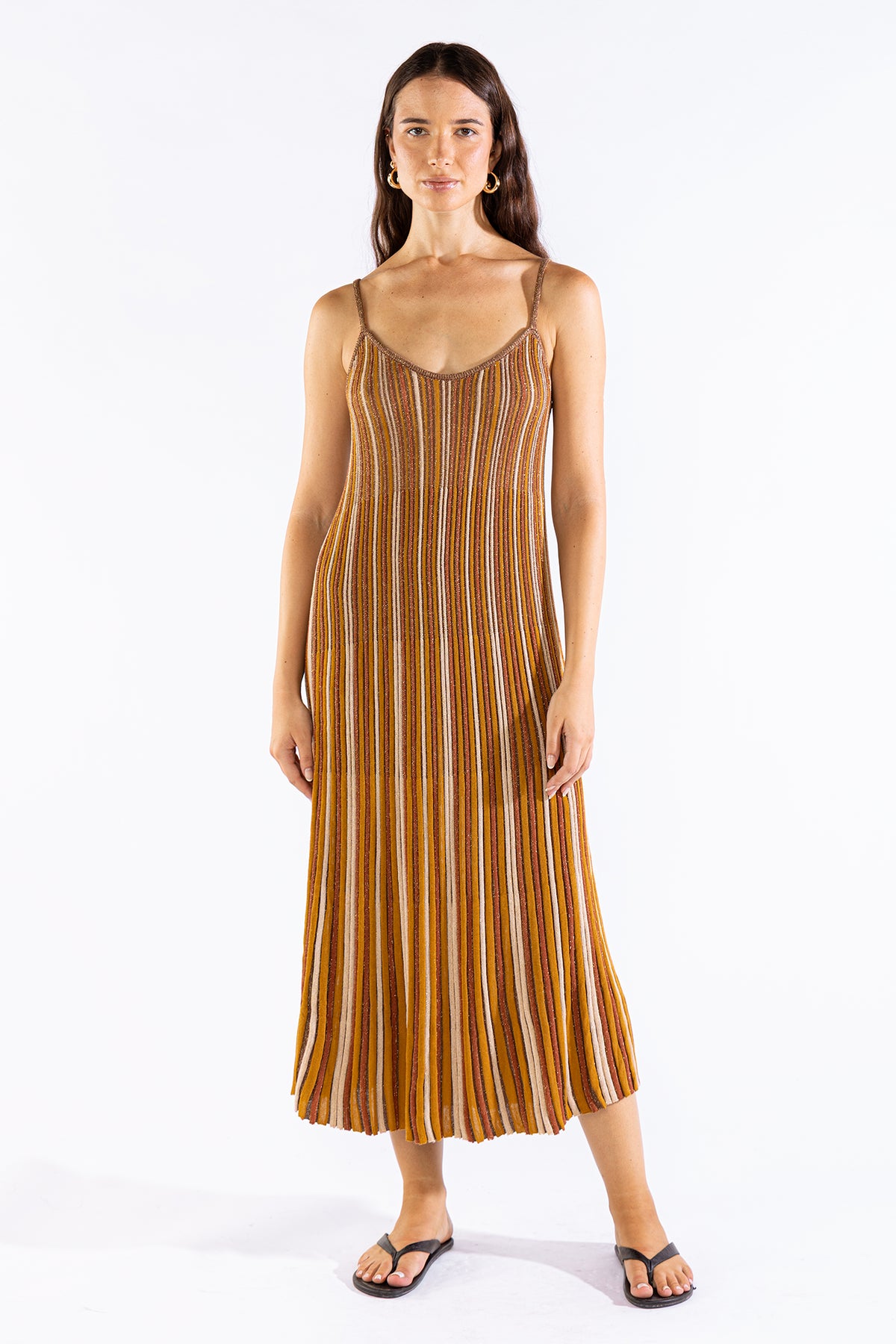 Vestido Striped Long Tejido Coffee Vestidos y Monos Polonio UY