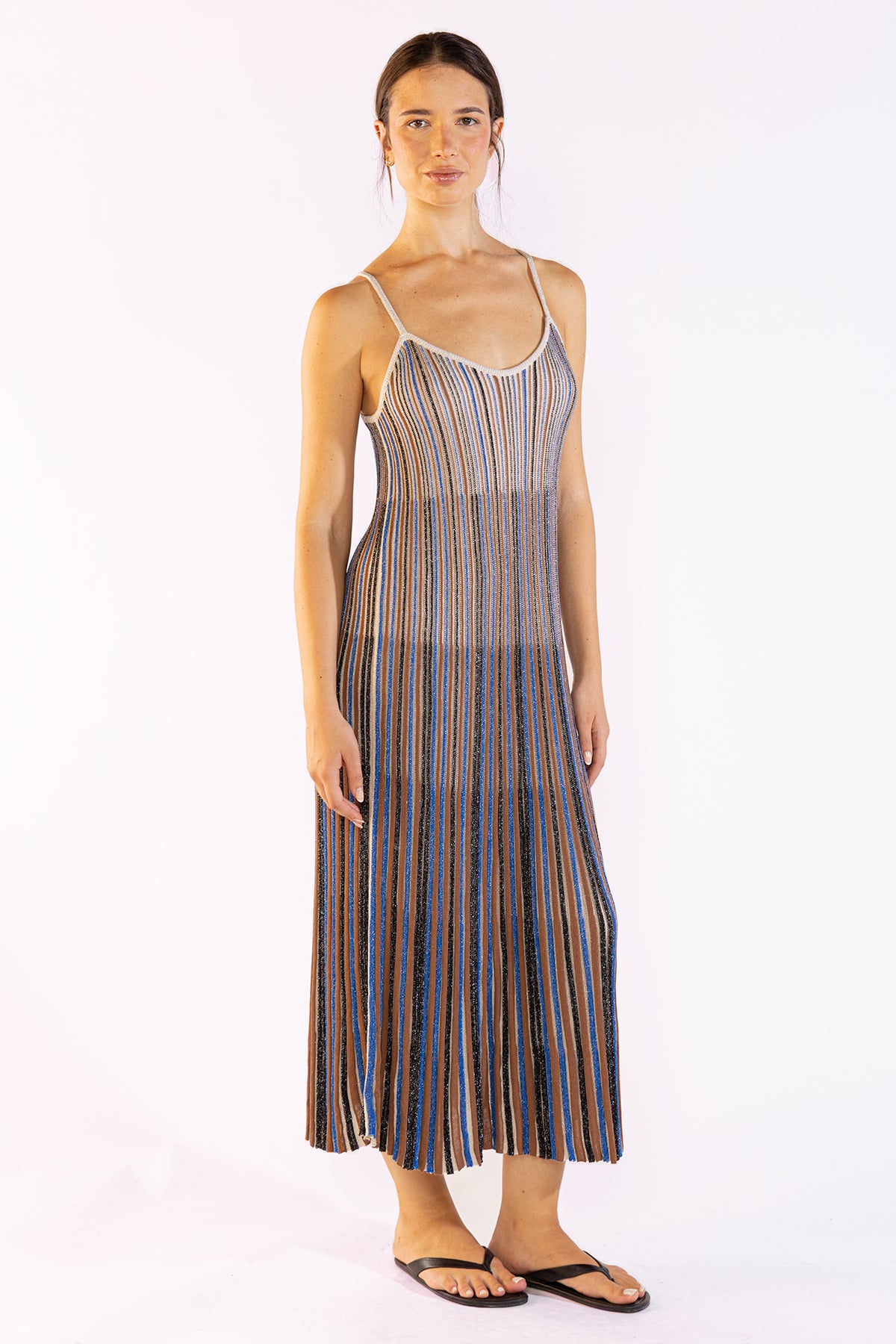 Vestido Striped Long Tejido Blue