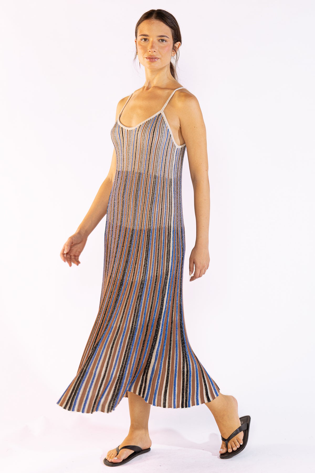 Vestido Striped Long Tejido Blue