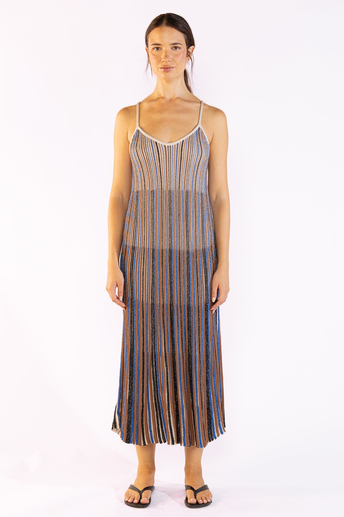 Vestido Striped Long Tejido Blue