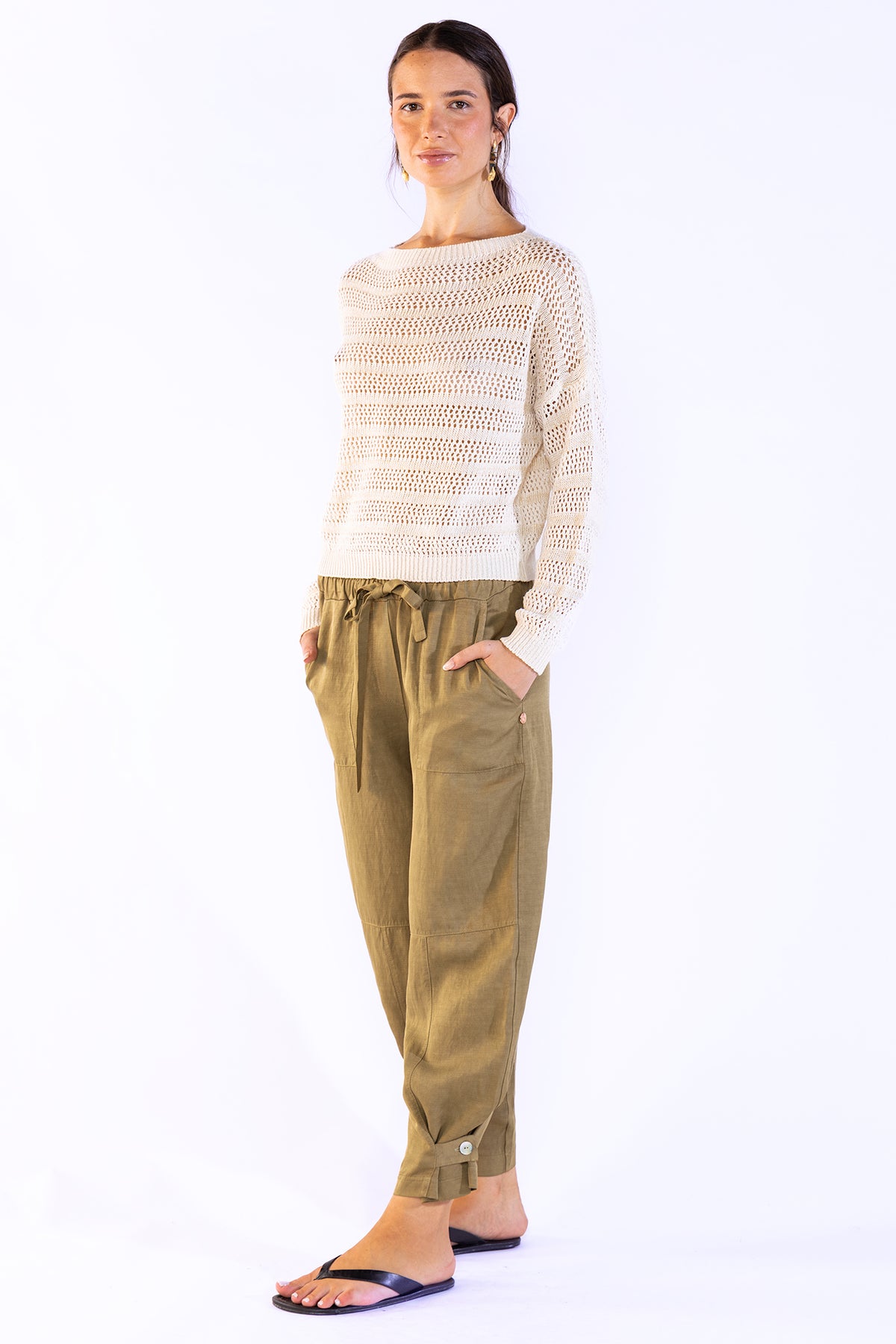 Mila Striped Sweater Cream