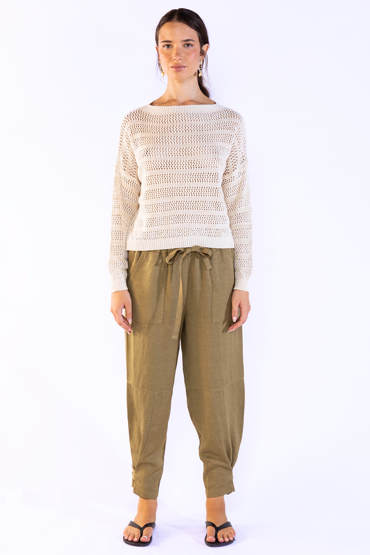 Mila Striped Sweater Cream