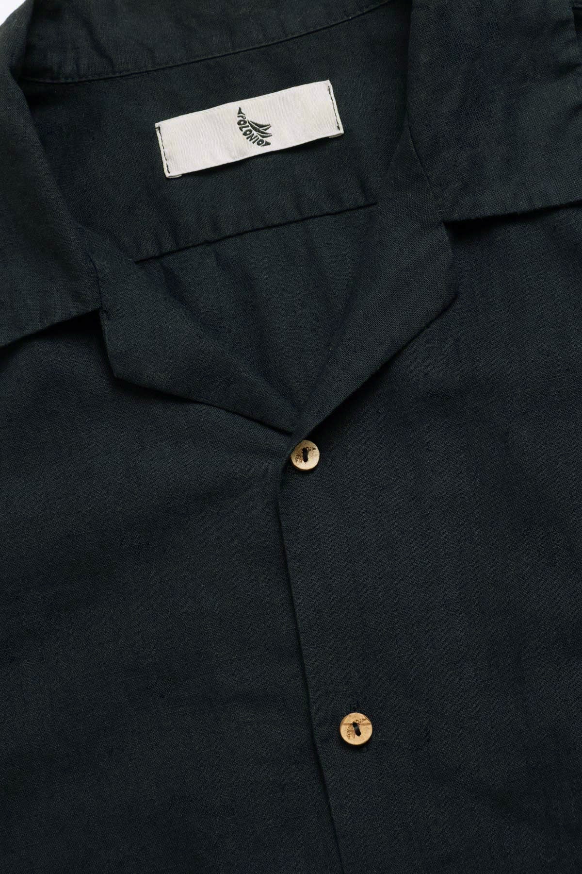 Camisa Camp Collar Boxy Negra - Polonio Uruguay