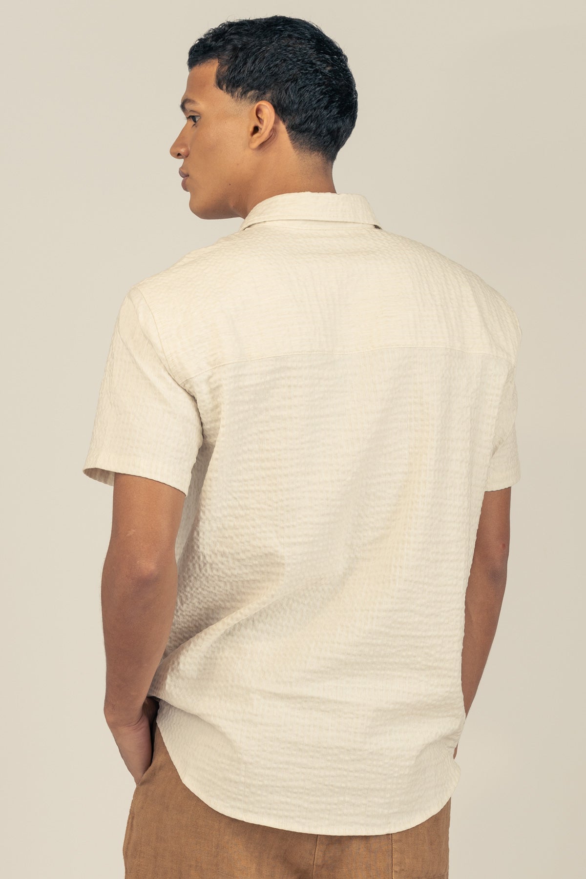 Camisa Manga Corta Fede Cream - Polonio Uruguay