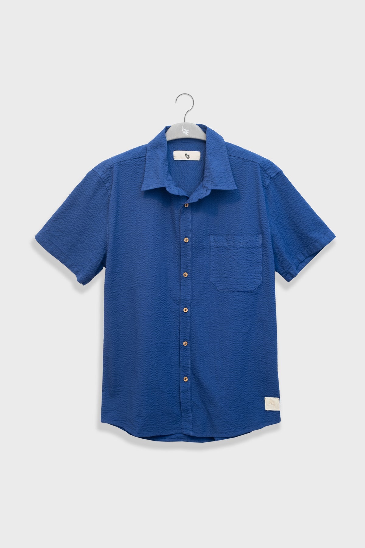 Camisa Manga Corta Seersucker Blue - Polonio Uruguay