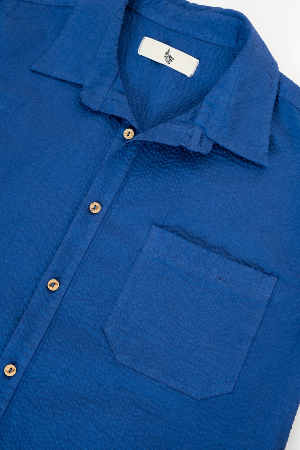 Camisa Manga Corta Seersucker Blue - Polonio Uruguay