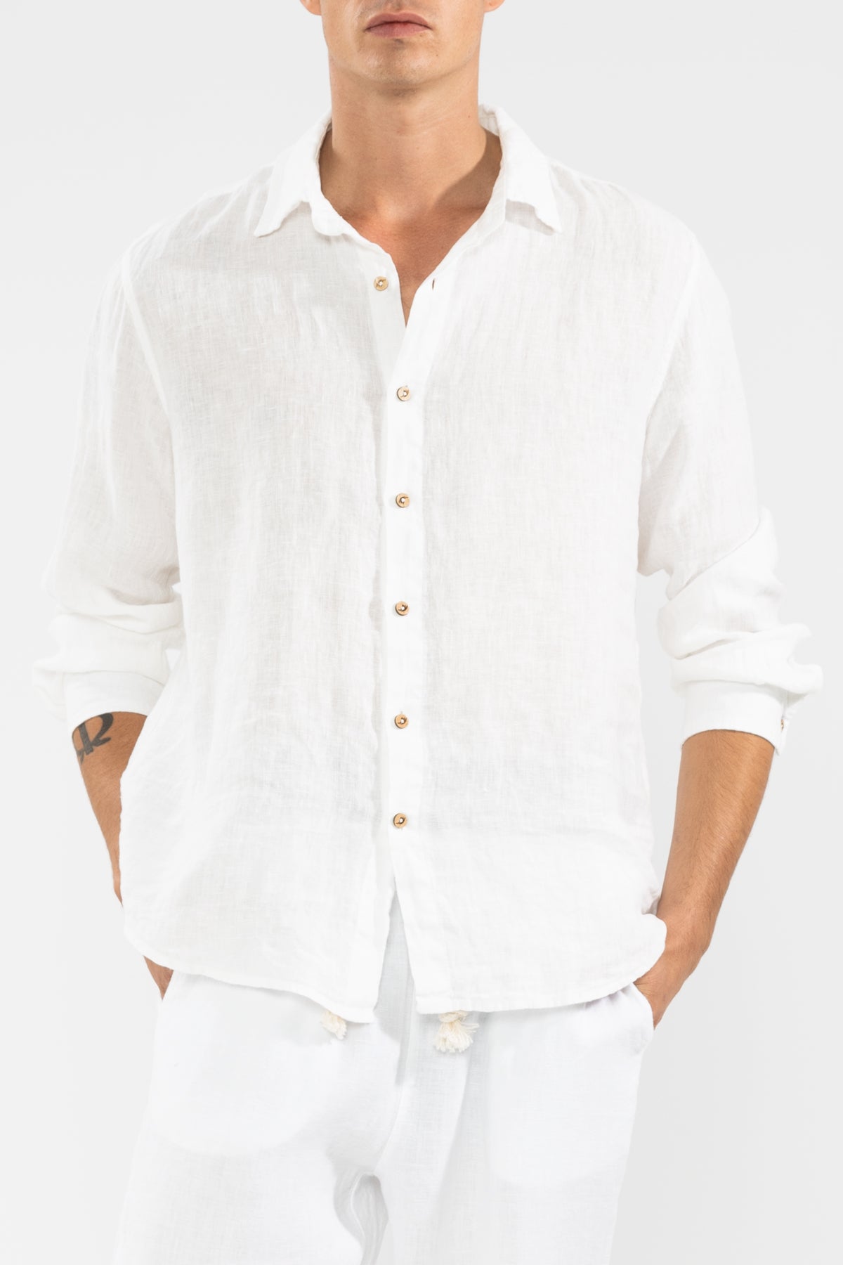 Camisa Manga Larga 100% Lino Casapueblo Camisa Manga Larga de Lino Polonio UY