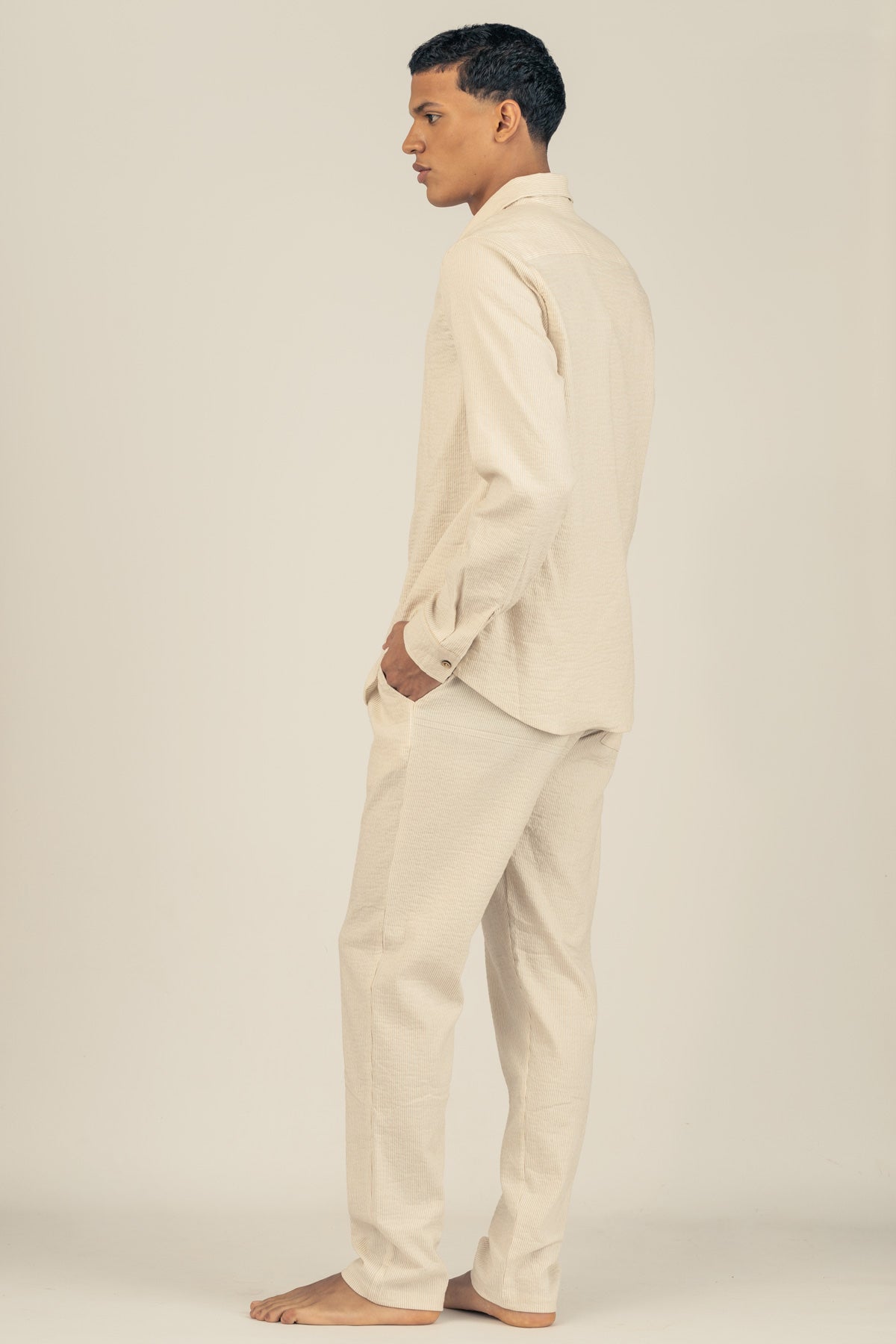 Camisa Manga Larga Fede Beige - Polonio Uruguay
