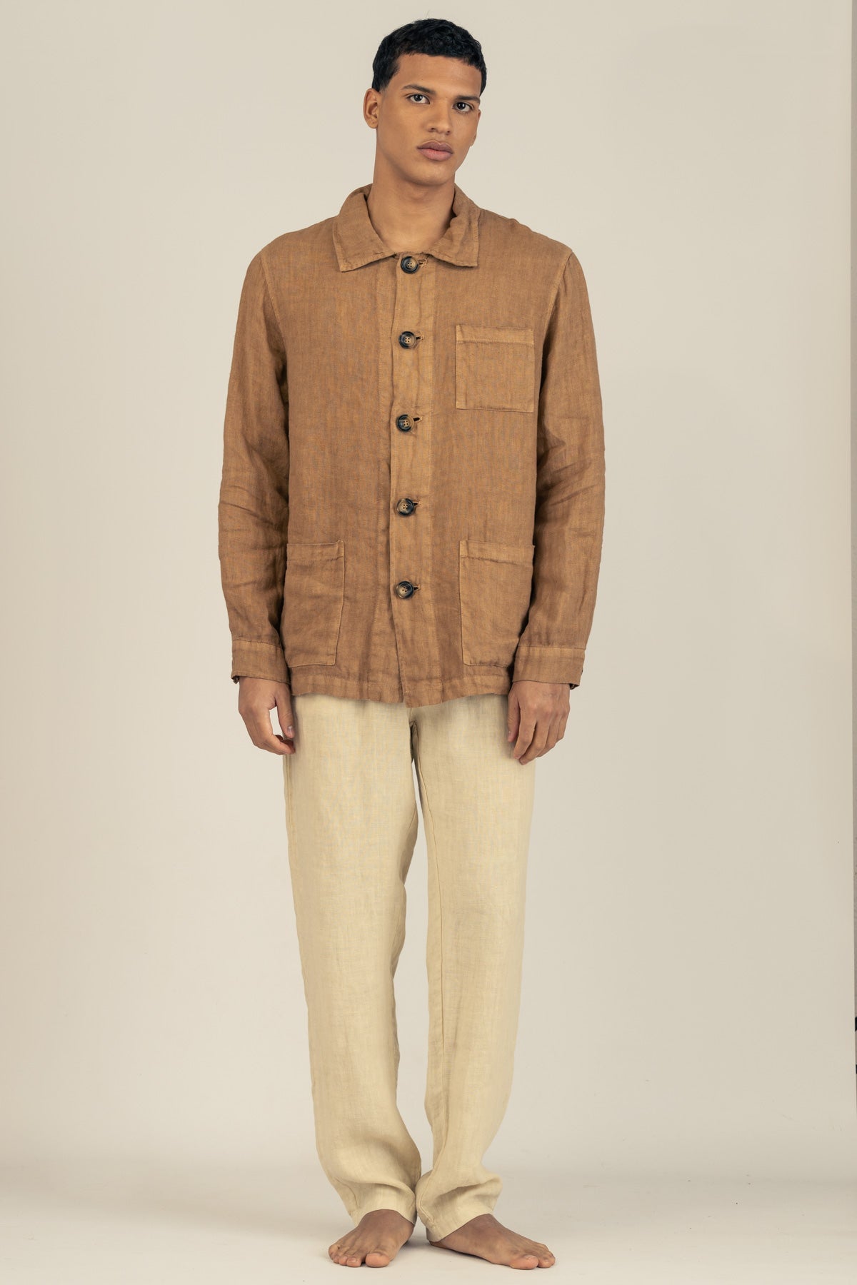 Chaqueta De Lino Premium Tabaco - Polonio Uruguay