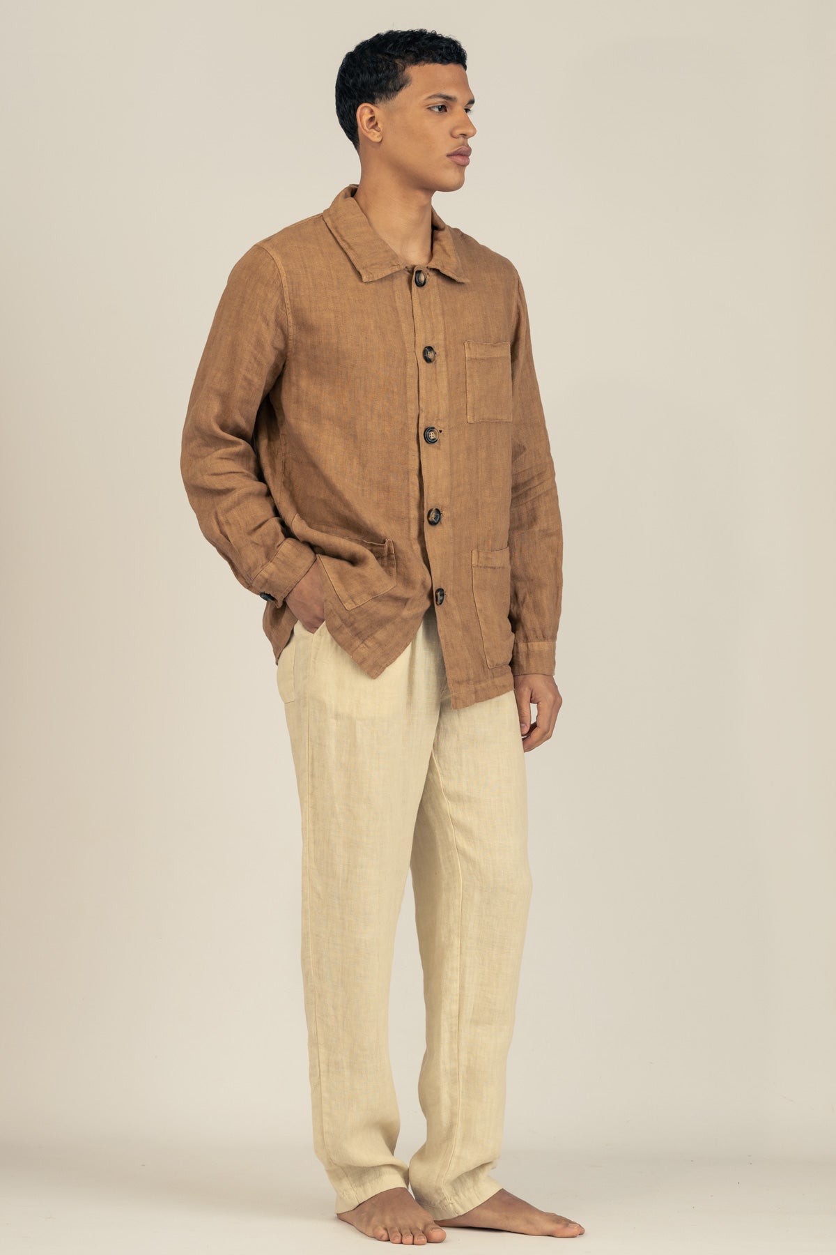 Chaqueta De Lino Premium Tabaco - Polonio Uruguay