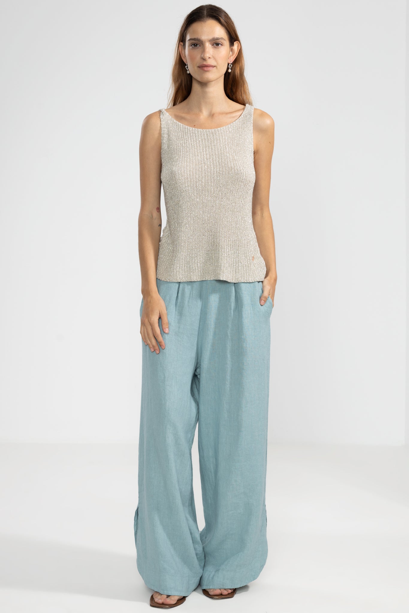 Eli Top Tejido Lurex Silver - Polonio Uruguay